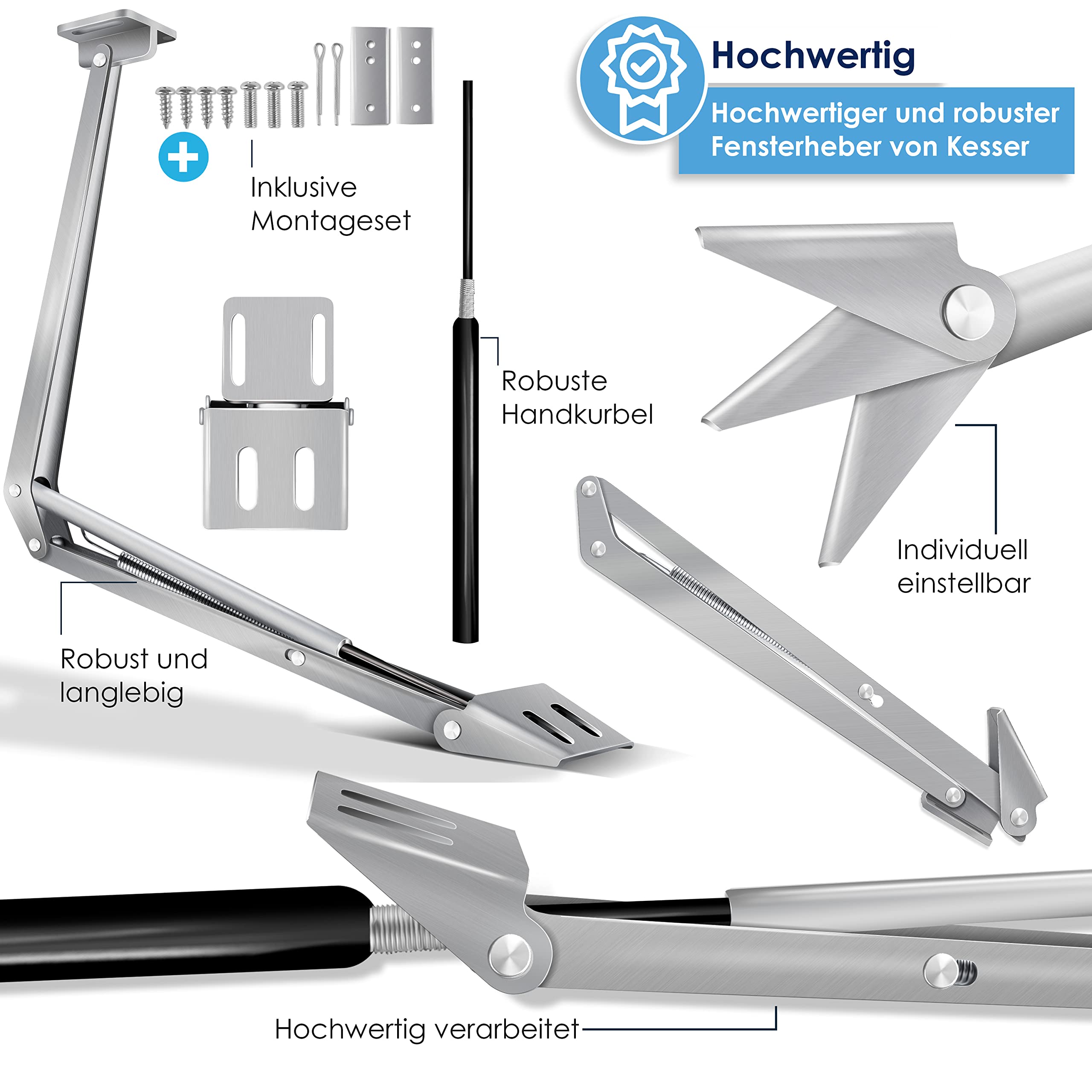 KESSER® Ouvre-vitre Automatique pour Serre 7,5 kg de Force de Levage 45cm de Hauteur d'ouverture Angle d'ouverture continu lève-vitre Ouverture et Fermeture automatiques, 2X