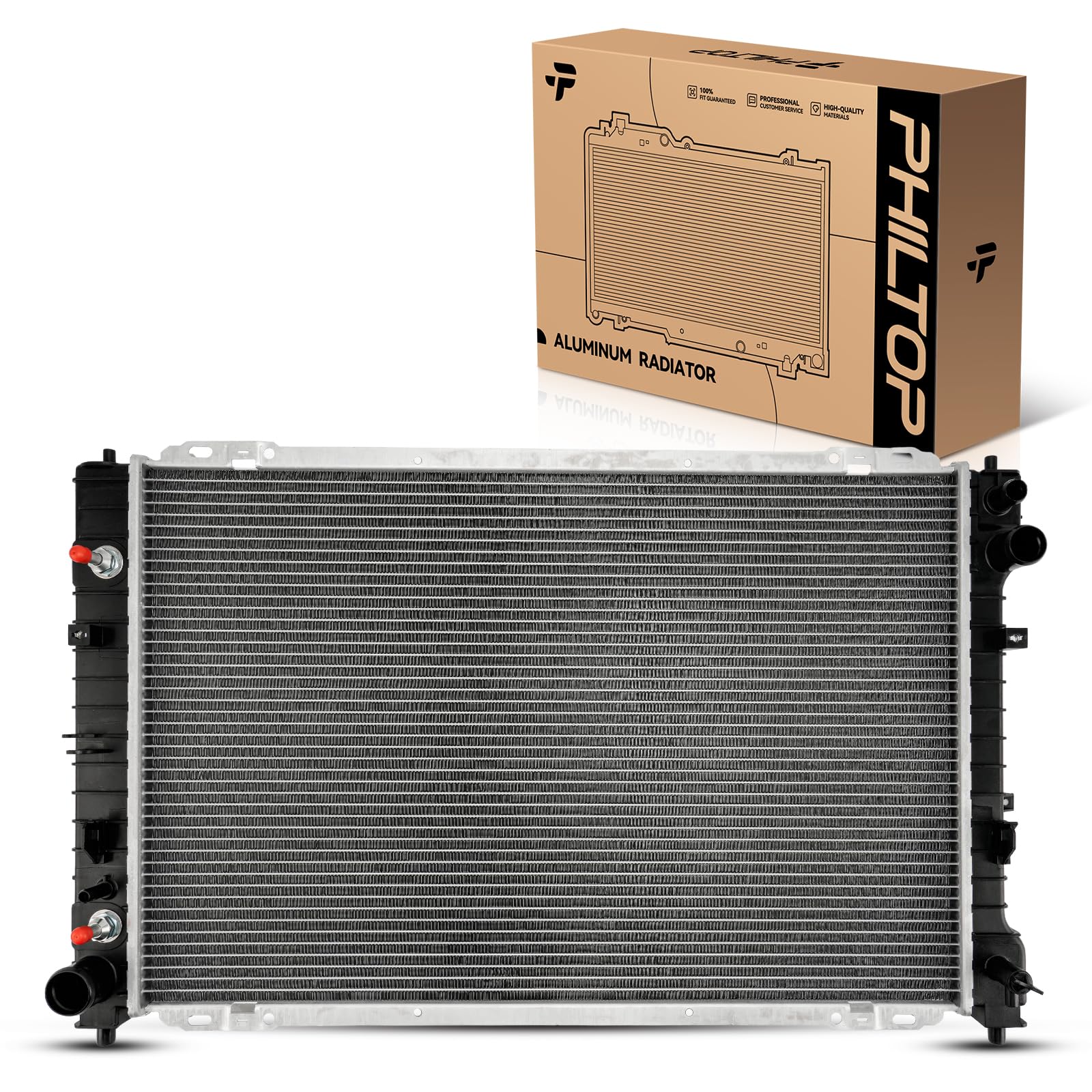 PHILTOP CU2307 Radiator 27-1/2"Core Compatible With 2001-2007 Escape 3.0L 2001-2006 Tribute 3.0L 2005-2008 Mariner 3.0L (Inlet Top Right; Outlet Bottom Left)