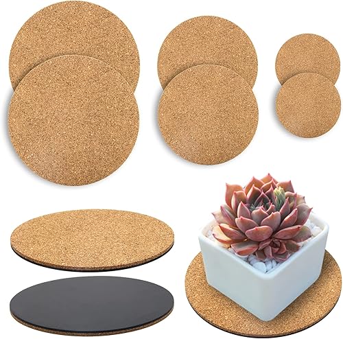 Miniatura 8 de Coitak 6 tapetes de corcho para plantas, posavasos redondos de corcho de 6 pulgadas para jardín, patio, maceta, interior y exterior y proyectos de