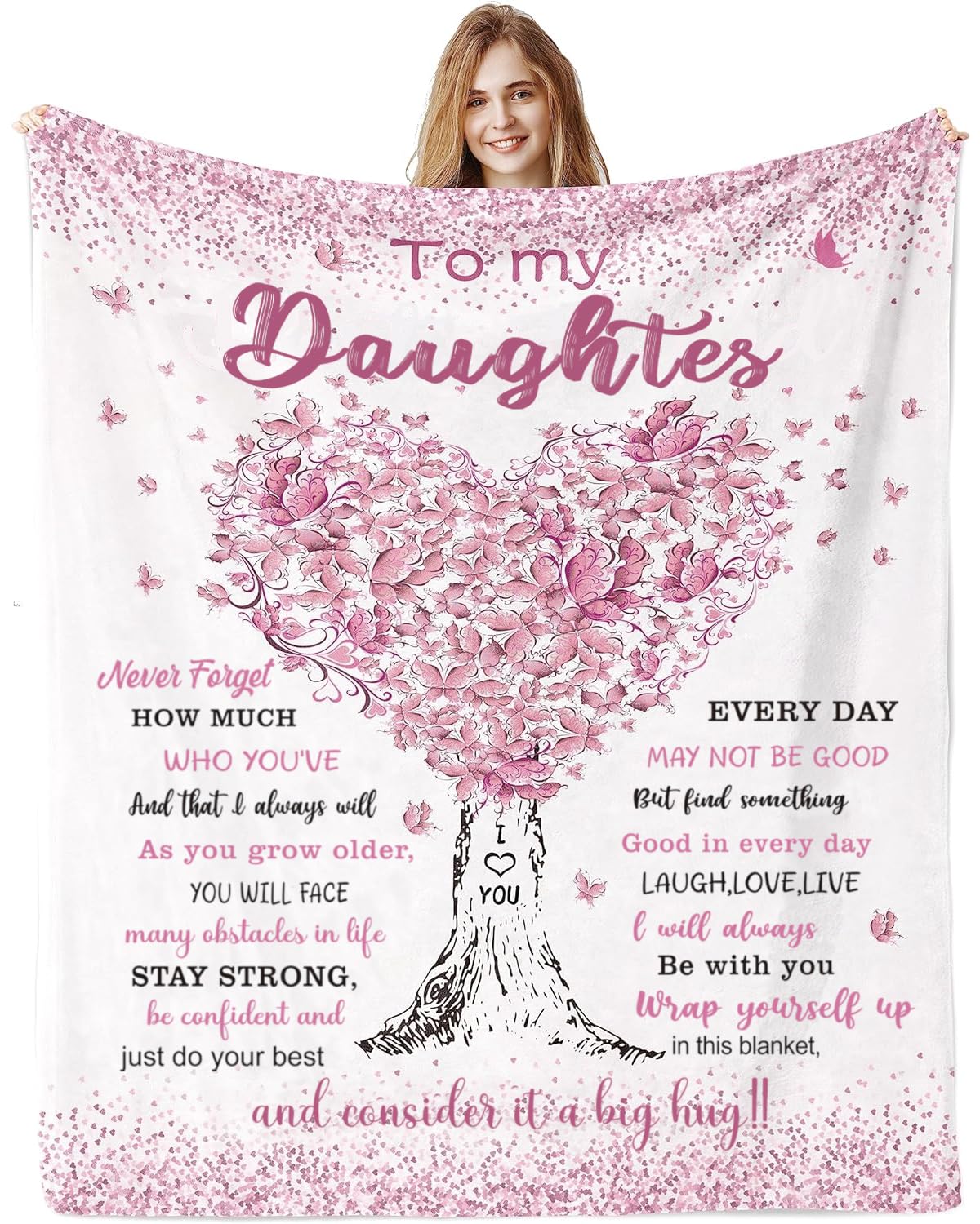 Vivajoy Throw Blanket - Daughter Daughter Gifts From Mum Dad - Daughters Birthday Gifts Throw Blanket 60"X50", Creative Daughter Gift For Birthday, Christmas