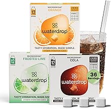 waterdrop® Microdrink Fizzy Drinks Set - Cola - Orange - Lime - Water Flavouring - Hydration Tablet - 36 Sugar Free Drink Cubes - Enriched with Vitamin C and B