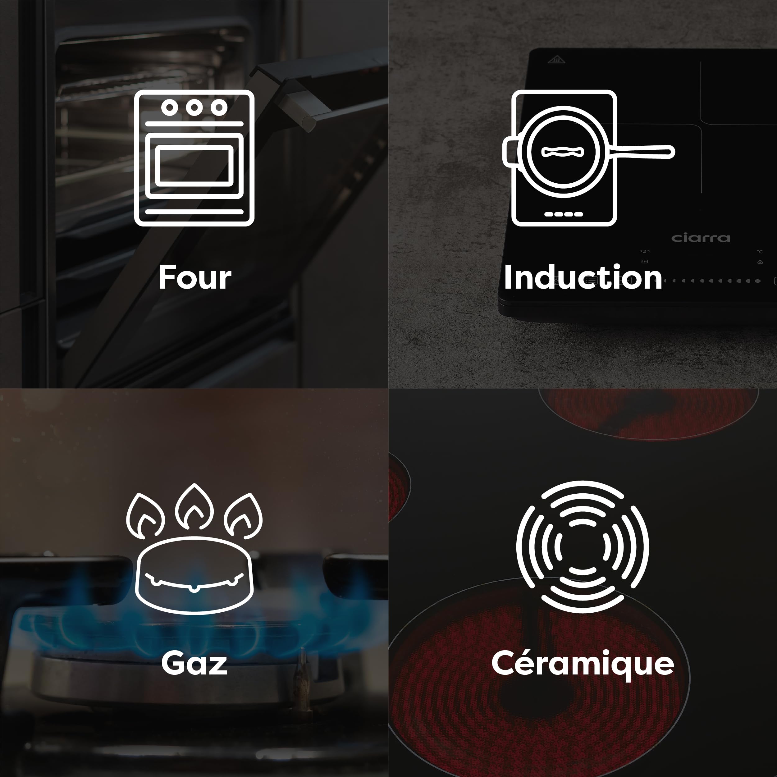 Ciarra Beyond - Batterie de Cuisine - Set de 4 Pièces - Poêle à Frire 26cm - Sauteuse 28cm/4.2L- Cocotte 24cm/5.9L - Casserole 20cm/ 2.8L - Revêtement Antiadhésif - Tous Feux dont Induction-Rose