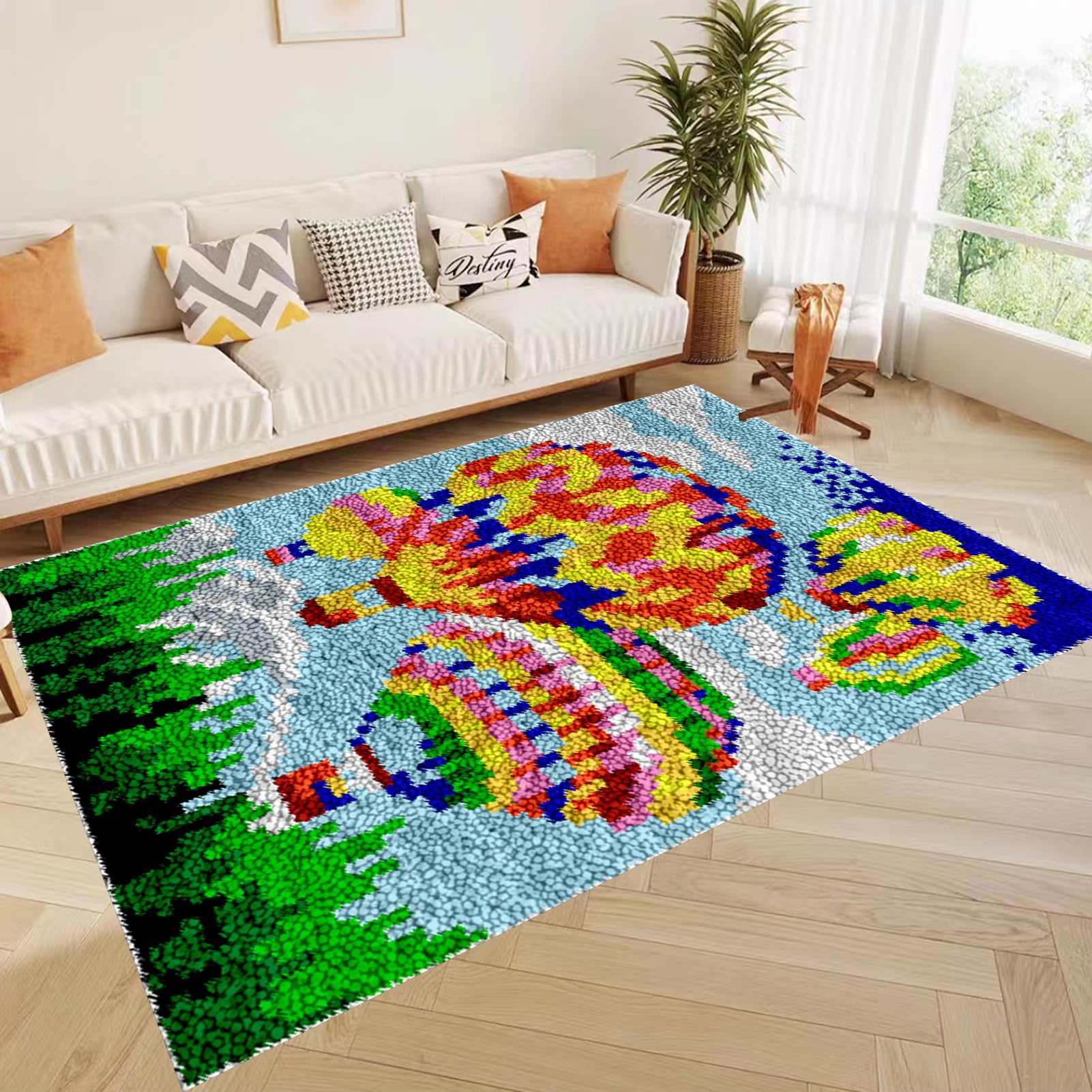 Kit per tappeto a punto smirne, fai da te, filato all'uncinetto, per adulti, grande, ricamo, kit per la decorazione della casa, tela stampata 85 x 115 cm