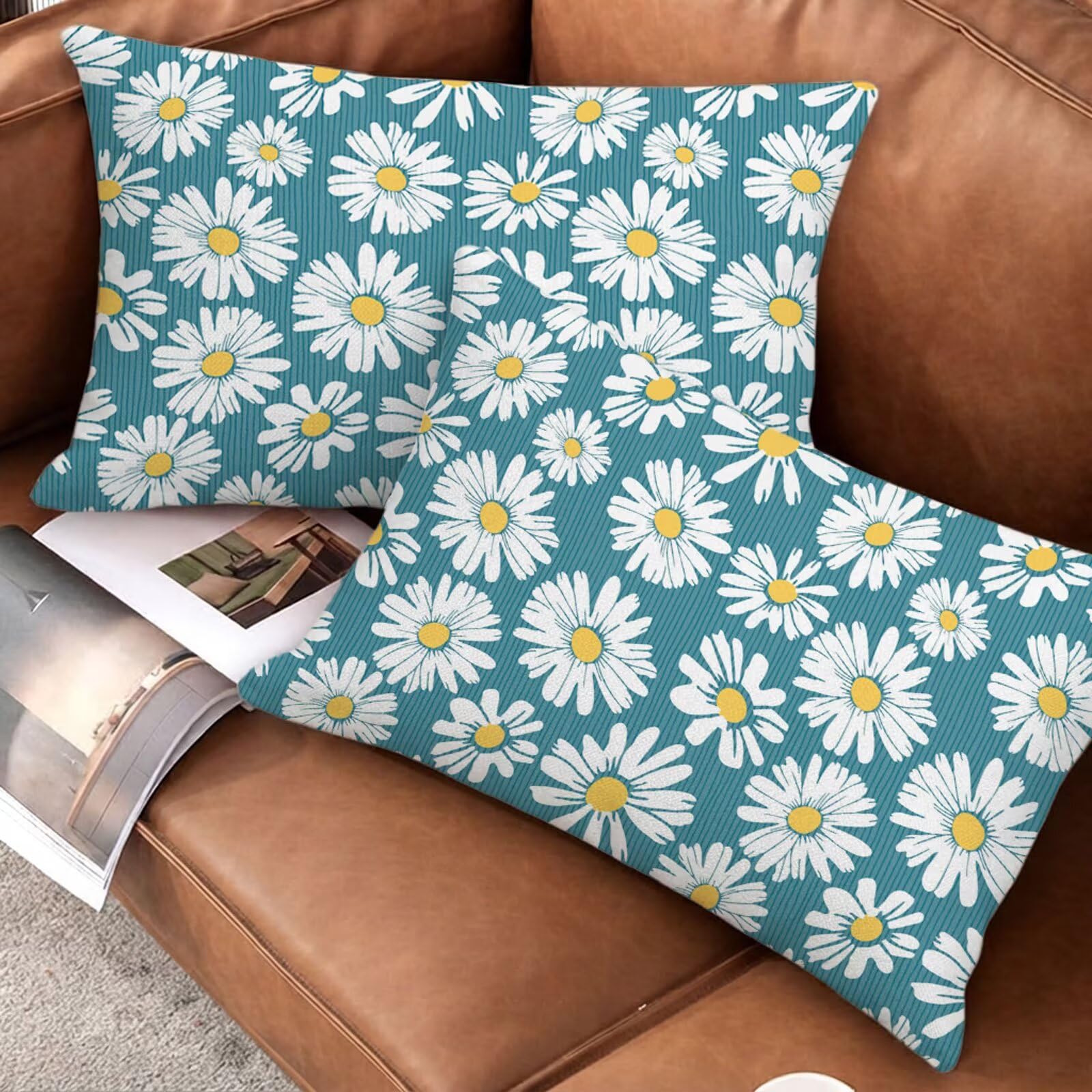 Poszewki na poduszki na sofę 60 x 80 cm zestaw 2 wiosenne poszewki na
