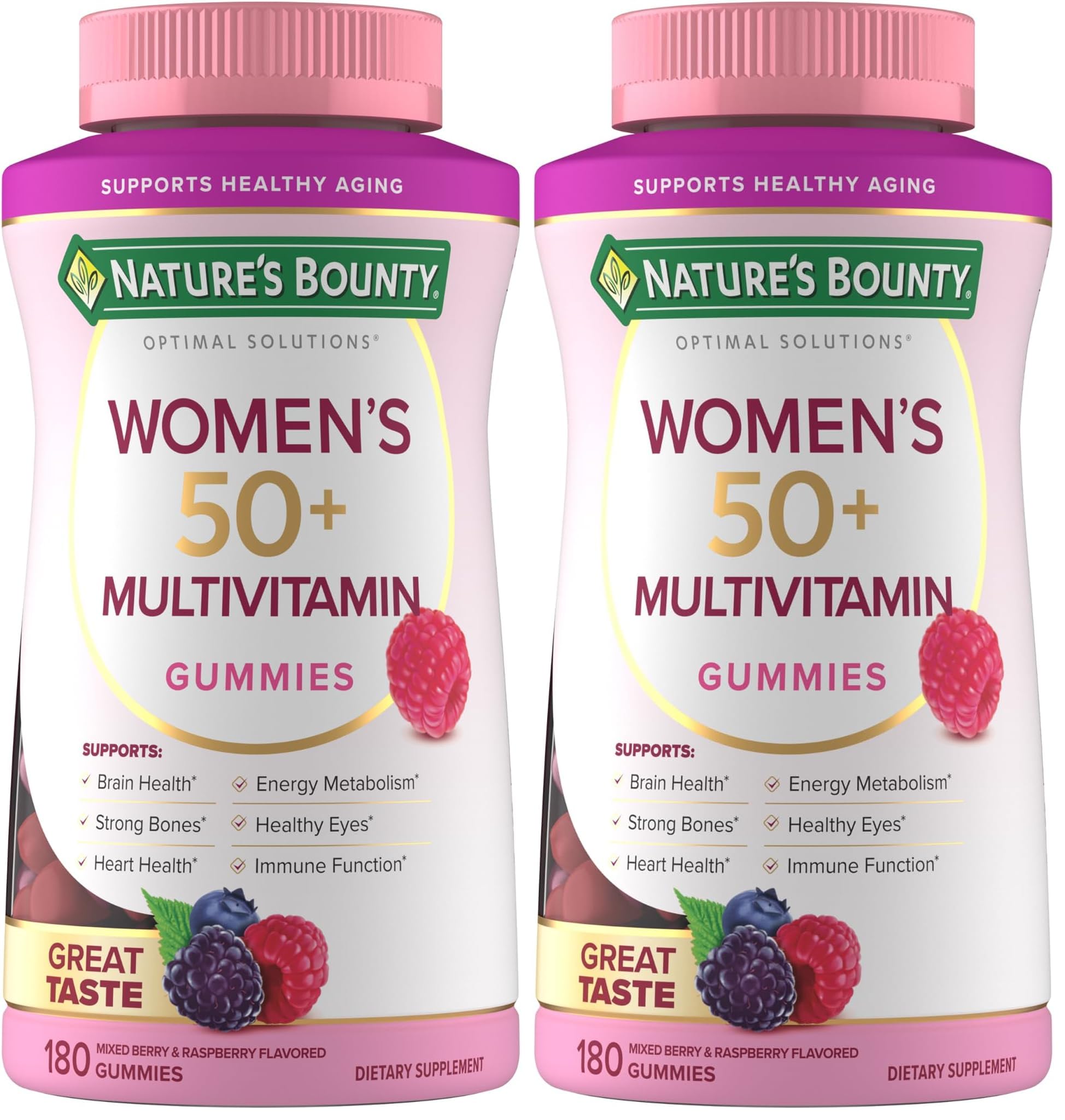 Nature's Bounty Optimal Solutions Women's Multivitamin 50 Plus, 180 Gummies (Pack of 2) 180 Count (Pack of 2)