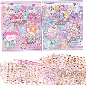 Cute Stickers Kawaii, 2 Sets Kawaii Stickers, PET Transparent Cartoon Cute Scrapbooking Clipping Supplies Decorative Decals for Kids Journaling