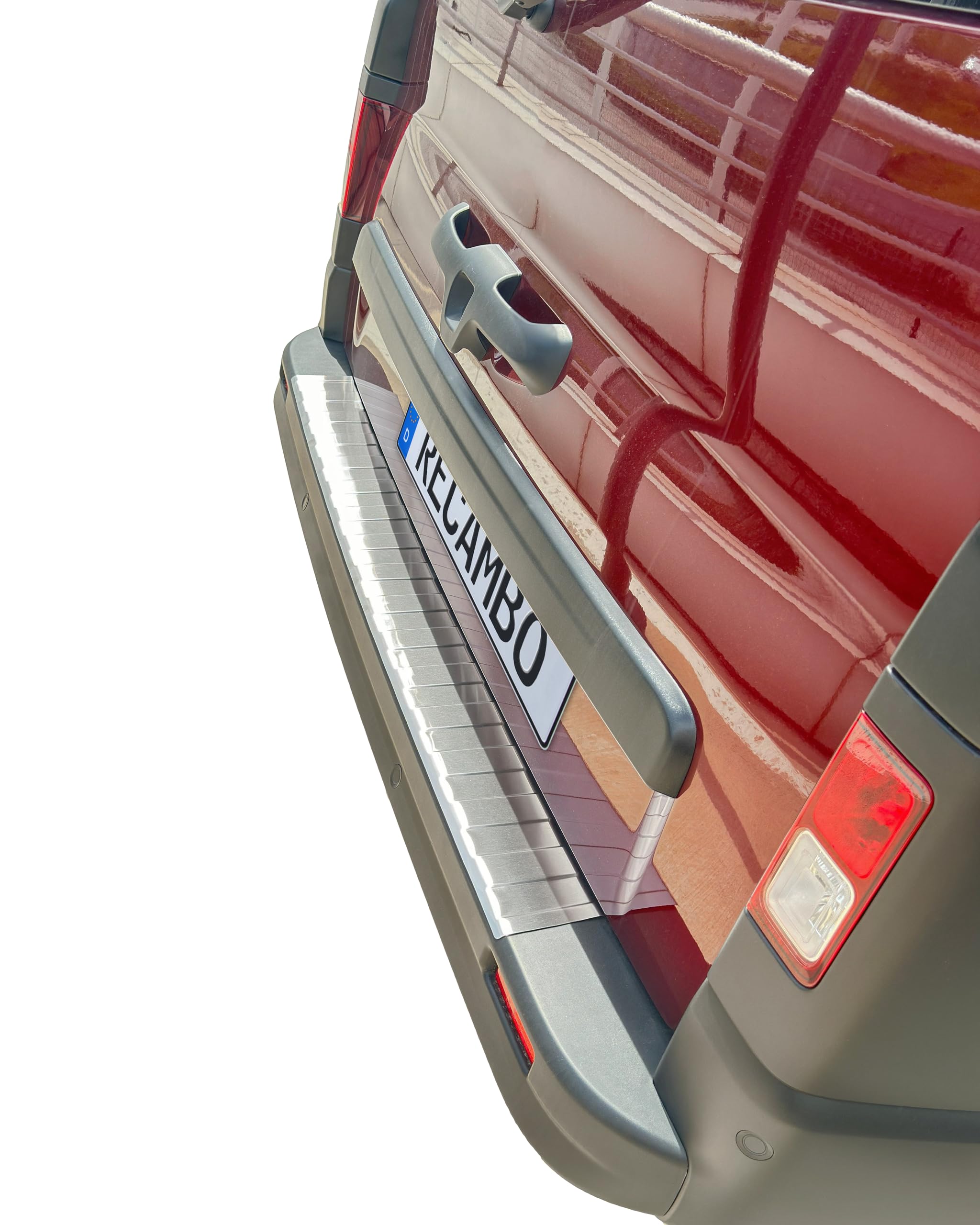 RECAMBO Ladekantenschutz Edelstahl kompatibel für Renault Trafic III | BJ ab 2014 - matt gebürstet mit Textur - Styling und Schutz für die Stoßstange