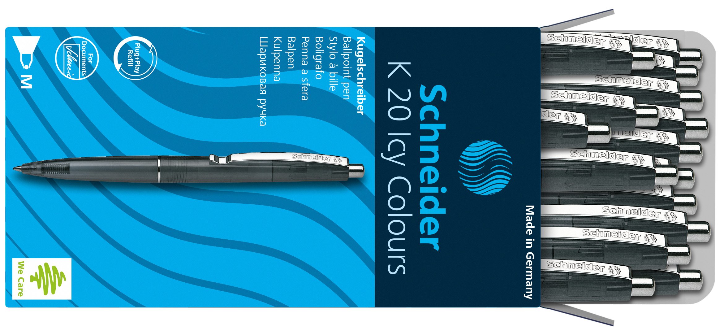 Confezione Da 2 Penne A Sfera Schneider K20 Icy Colours - Nero Trasparente - 2