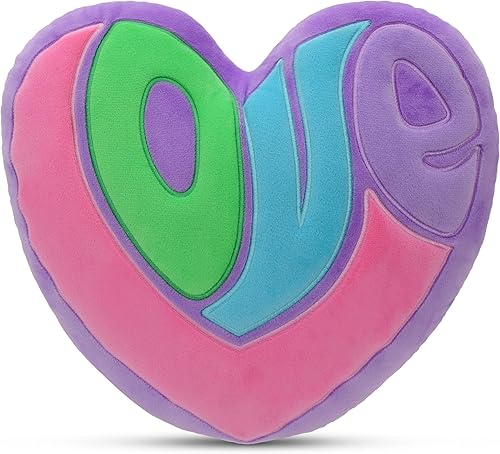 iscream Almohada bordada con forma de corazón de 13 x 13 pulgadas, diseño de pasteles de felpa