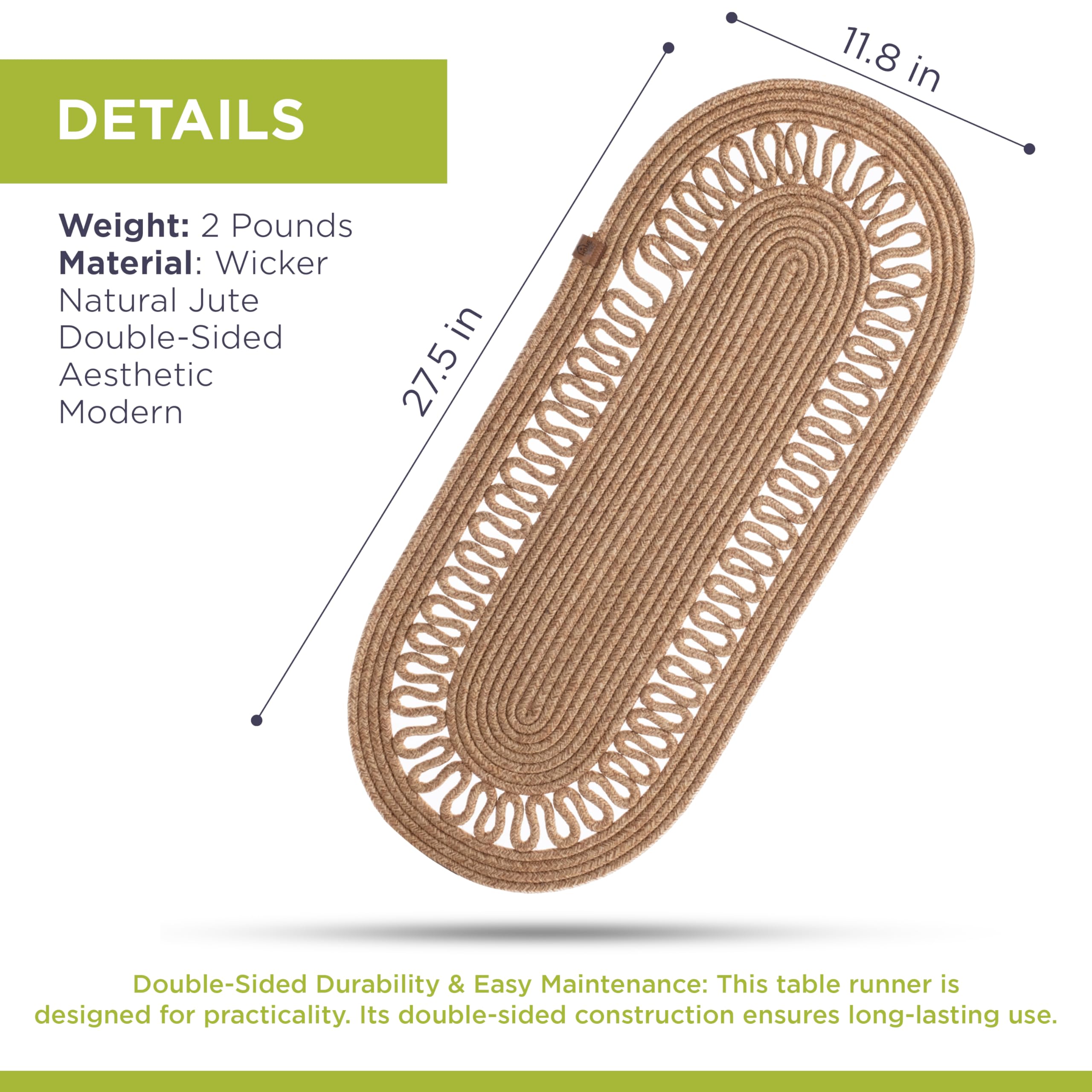 Oval Jute Table Runner, Woven Braided Dining Runner - Image 2