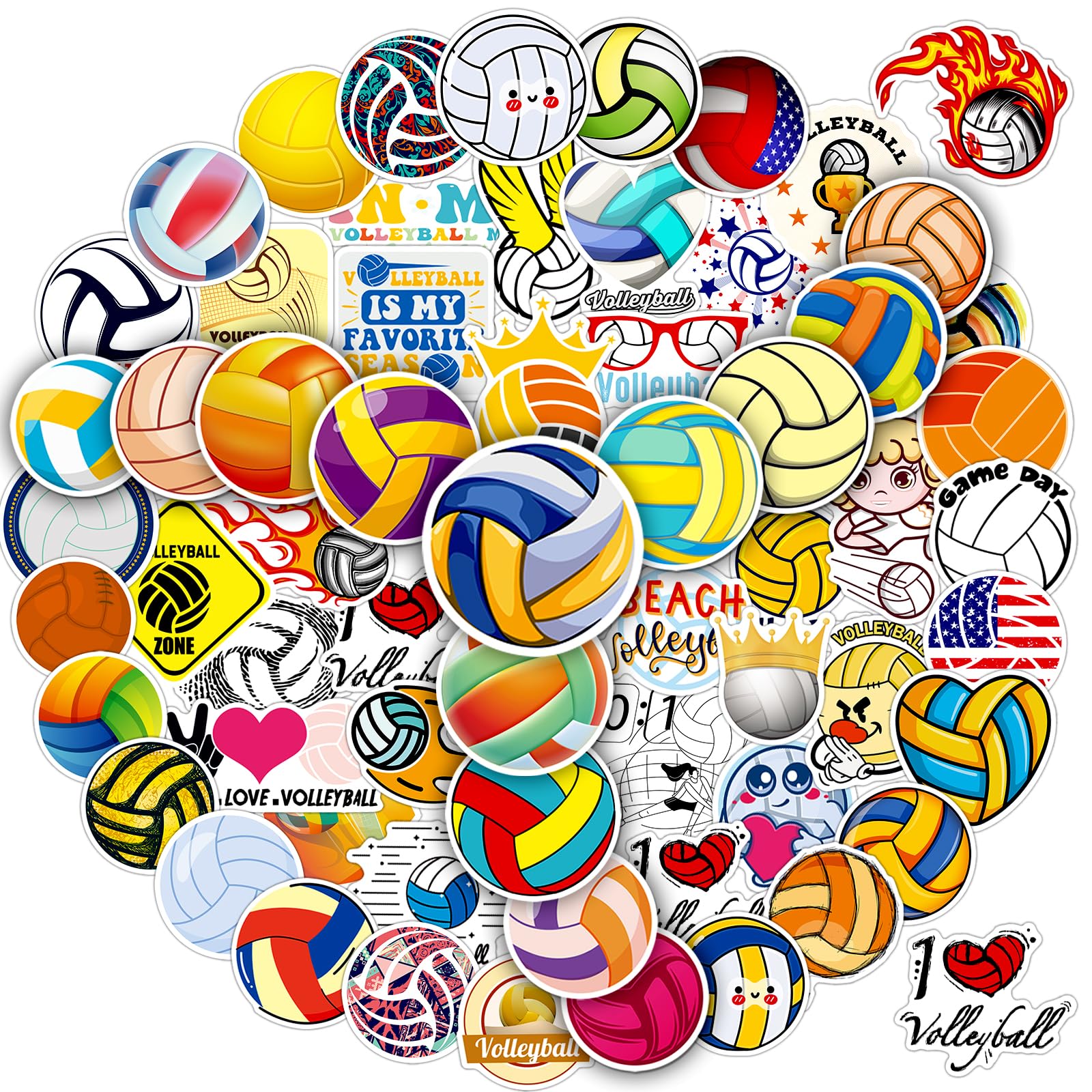 WAKEMOODEI Volleyball Stickers for Water Bottles 200 Sports Stickers for Teens Girls Boys Motivational Volleyball Stickers for Kids Volleyball Team Gifts Stuff Party Decorations