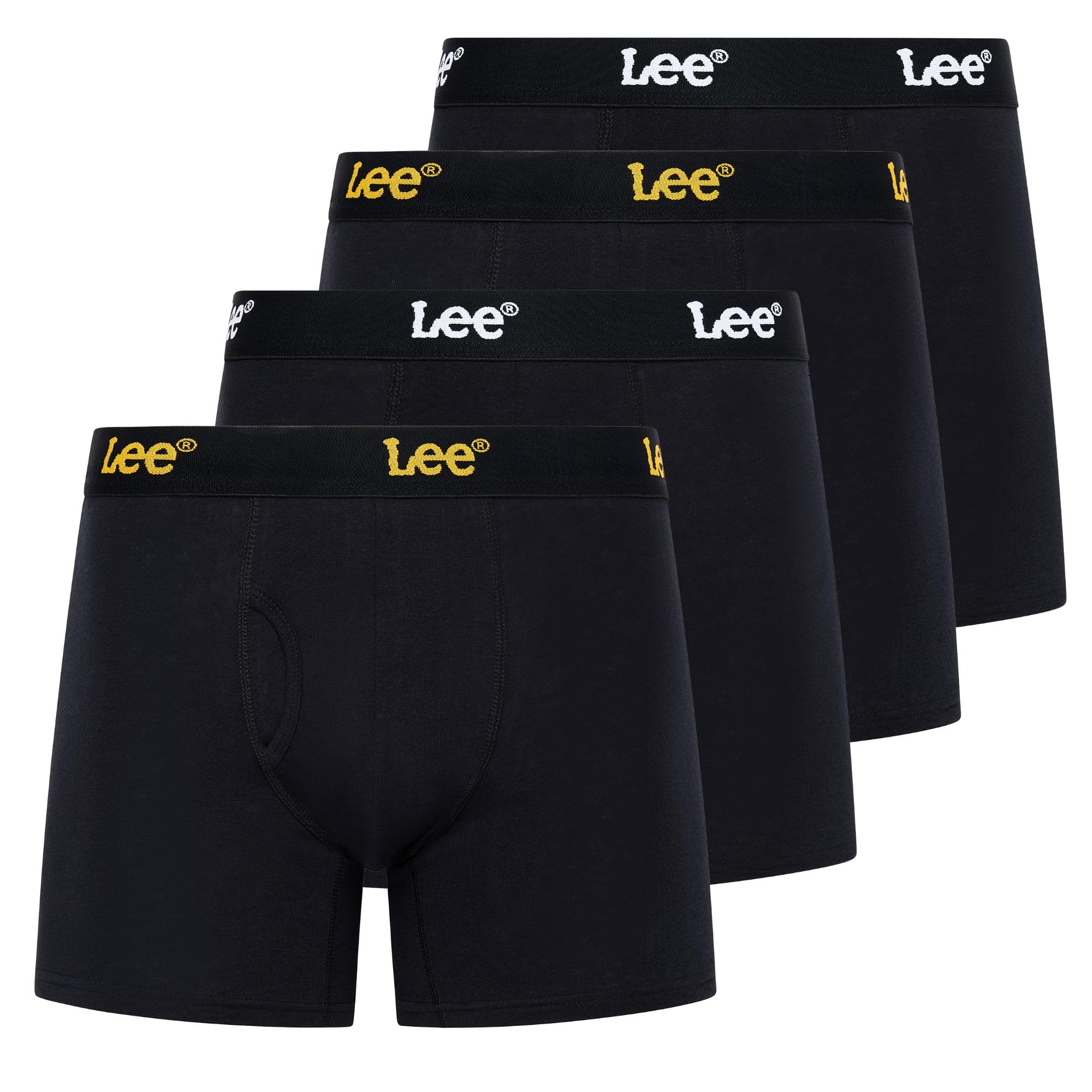 Lee Men's Black Underwear 4 Pack Boxers For Cotton Stretch Boxer Briefs, Xl