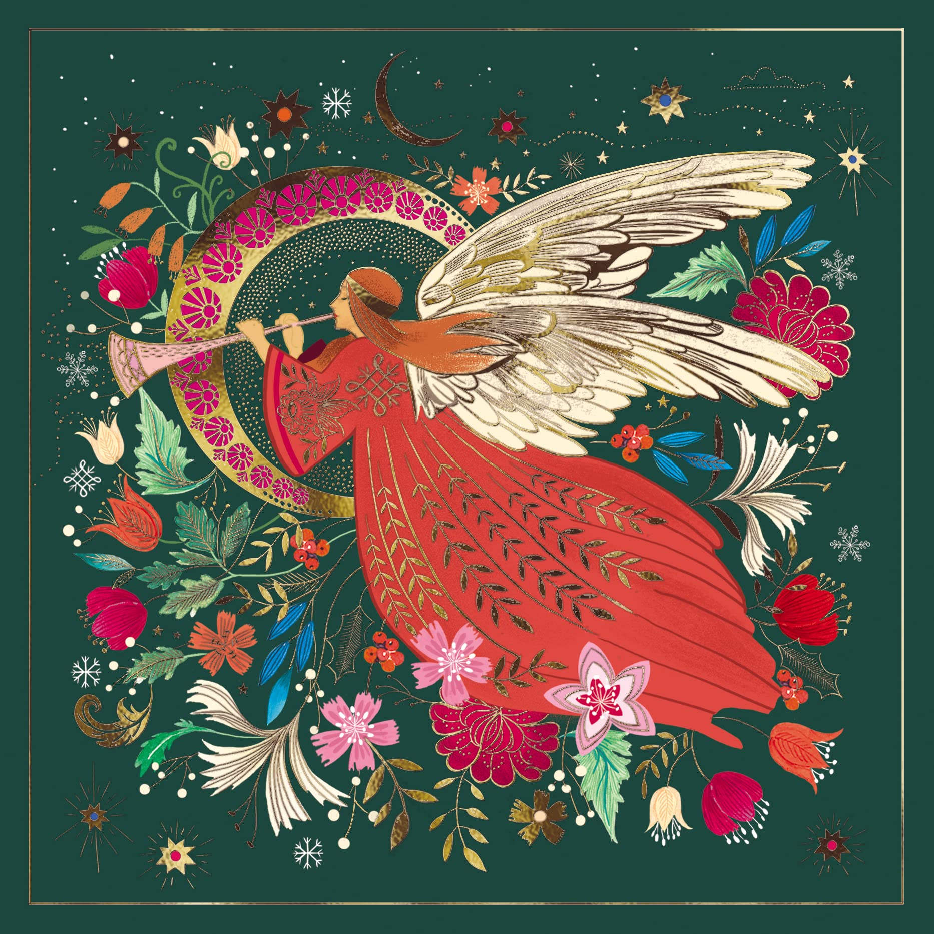 Box of 12 Kings & Angel Luxury Foiled Christmas Cards in 2 Designs Boxed Xmas XOM0002, Multicolor, 16cm x 16cm - Image 2