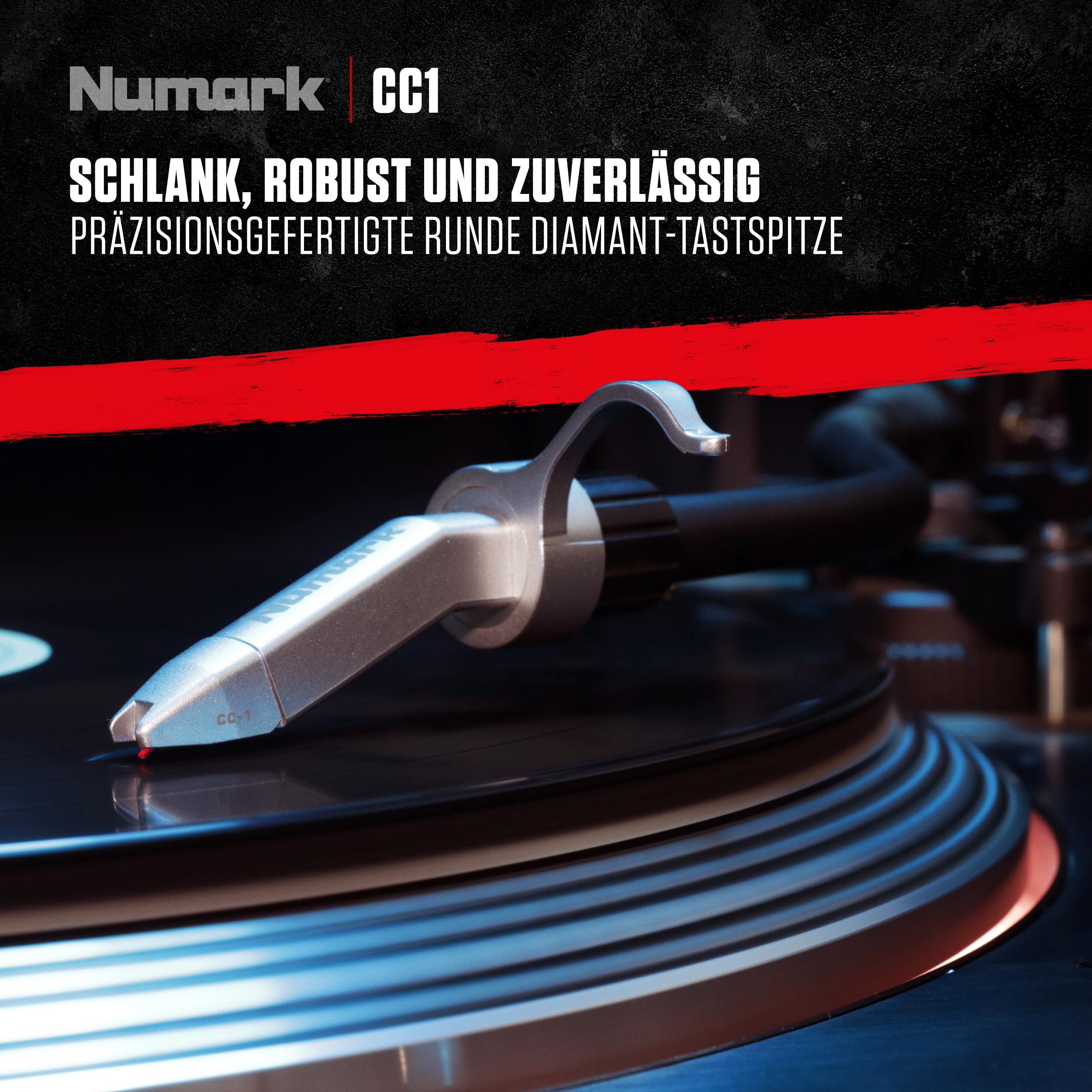 Numark CC-1 - Professioneller extra stabiler Ersatz-Tonabnehmer (Cartridge und Nadel) für DJ-Plattenspieler, perfekt für Mixen und Scratchen
