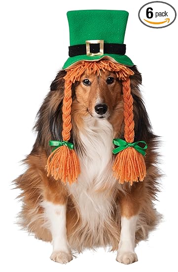 Rubies Costume Company St. Patty's Day Girl Pet Costume Hat with Braids, Medium/Large