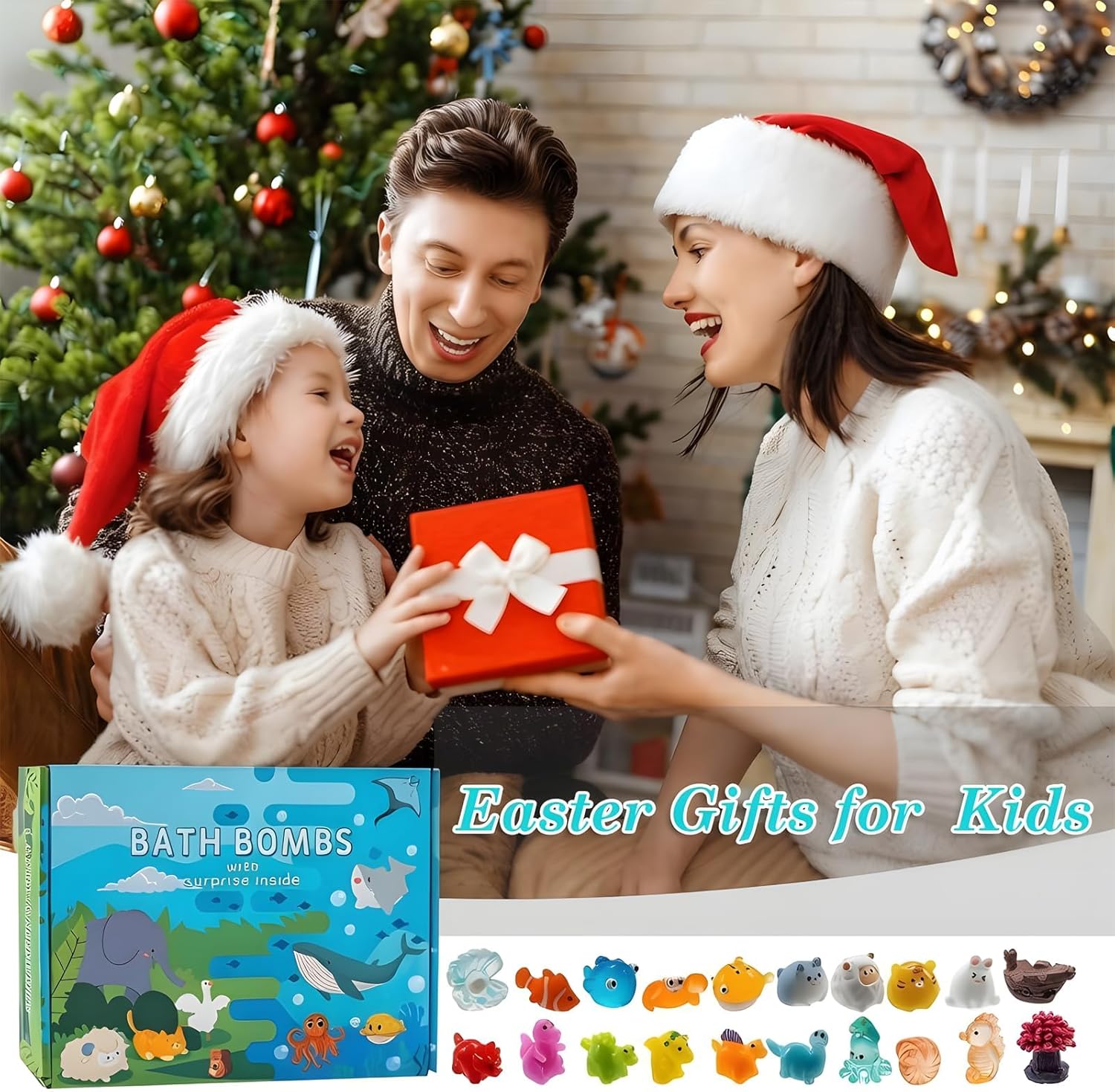 Bath Bombs with Surprise Toy Inside, 20 Pack Fizzy Bath Bomb Gift Set, Colorful Bath Fizzers with Hidden Animal Figures for Party Favors, Easter and Birthday Gifts (1PC)