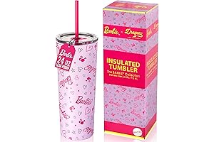 Pink Barbie Vacuum Insulated Tumbler with Lid and Straw