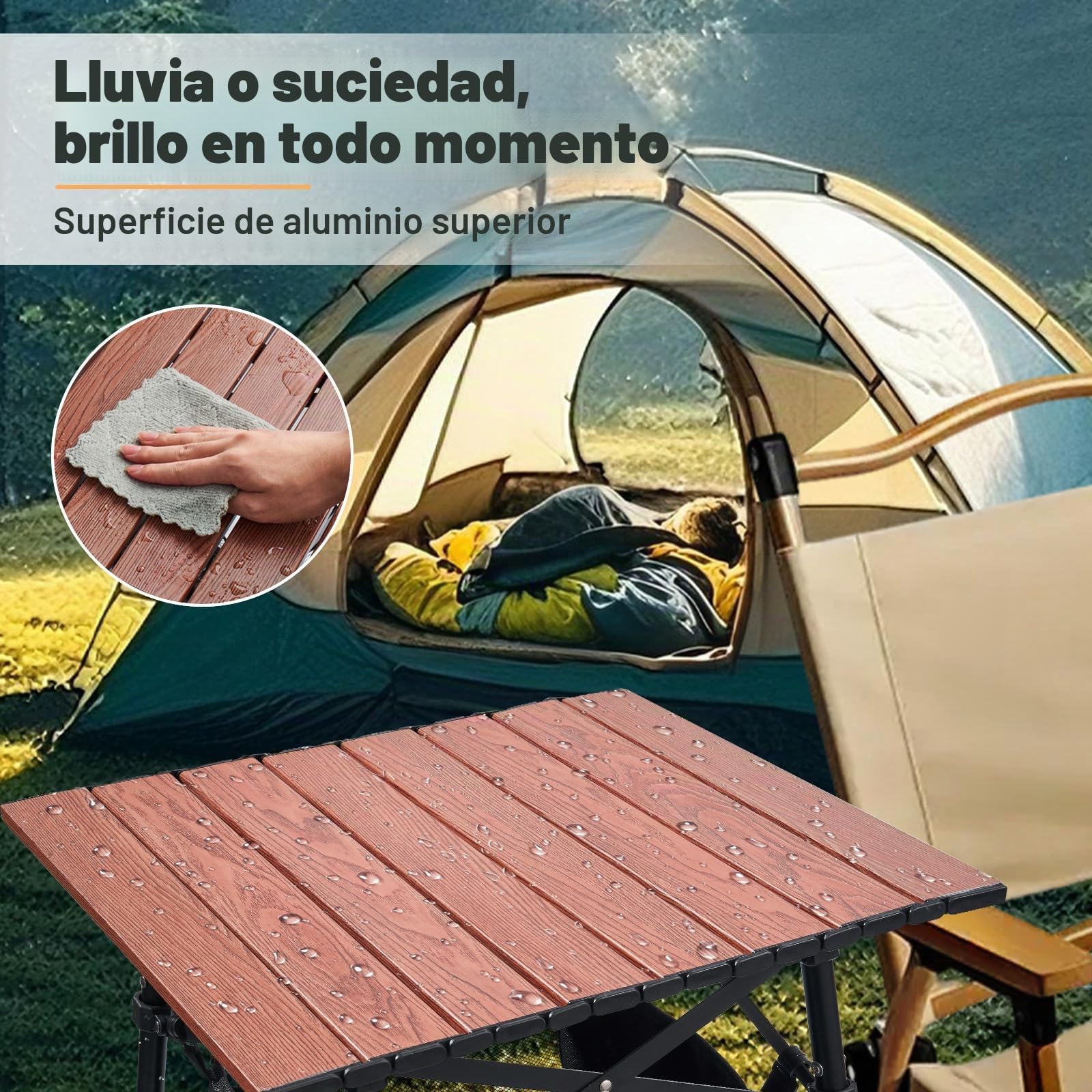 Odoland Mesa de Camping Plegable con Bolsa de Almacenamiento Resistente, Altura Ajustable, Portátil, Ligera, Mesa de Playa para Picnic al Aire Libre, Senderismo, Viajes