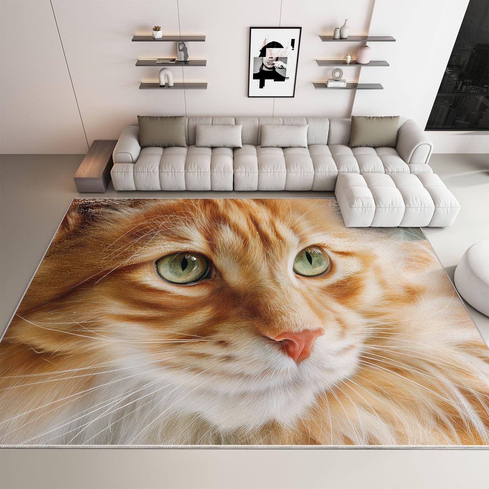 Tapis de salon doux 120x170 cm idéal pour une chambre d'enfant avec chats imprimés