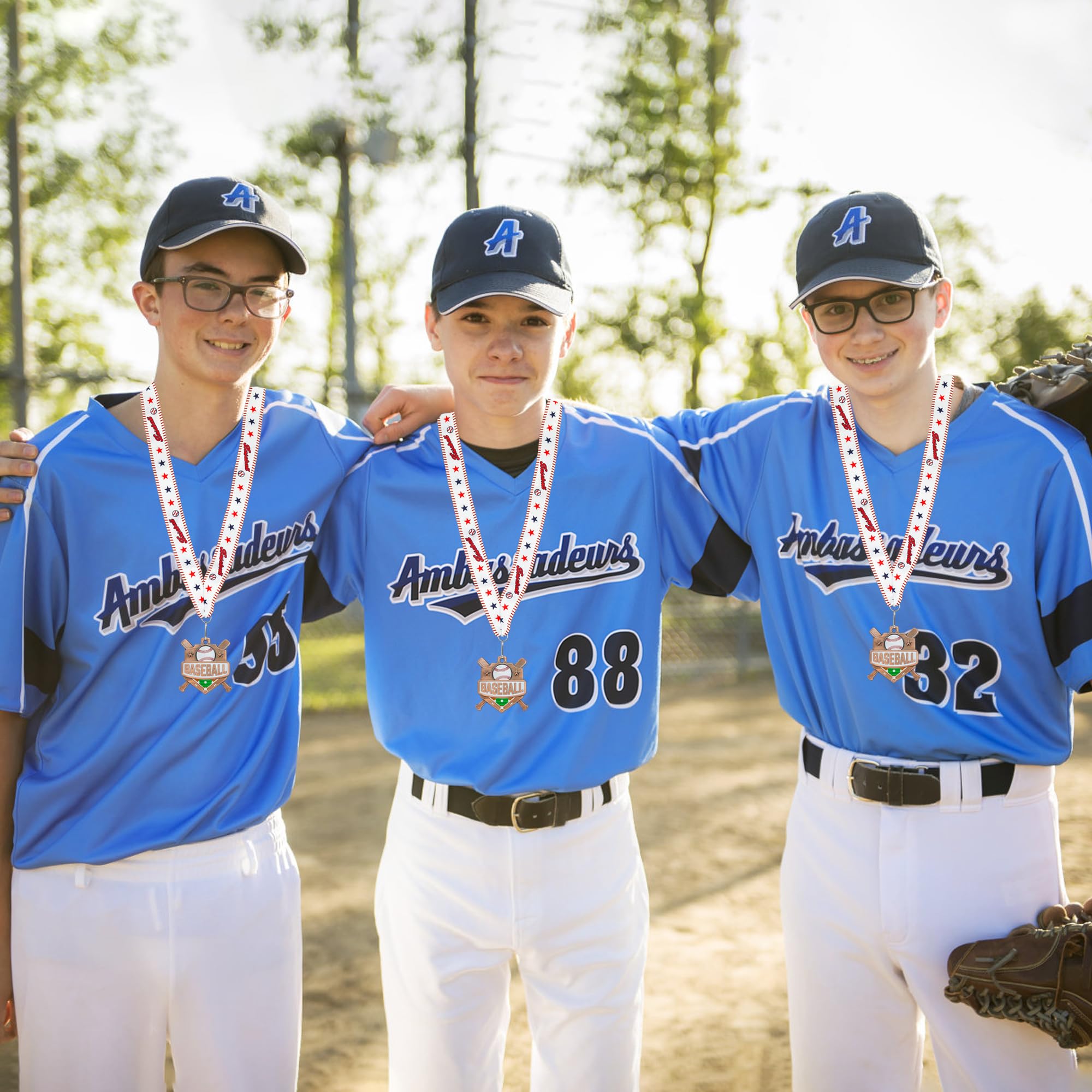 GraduatePro Medaglie per il premio di baseball, 6,3 cm, medaglie sportive con nastri per il collo, premio trofeo per competizioni regalo per feste a tema sportivo, bomboniere, tornei scolastici
