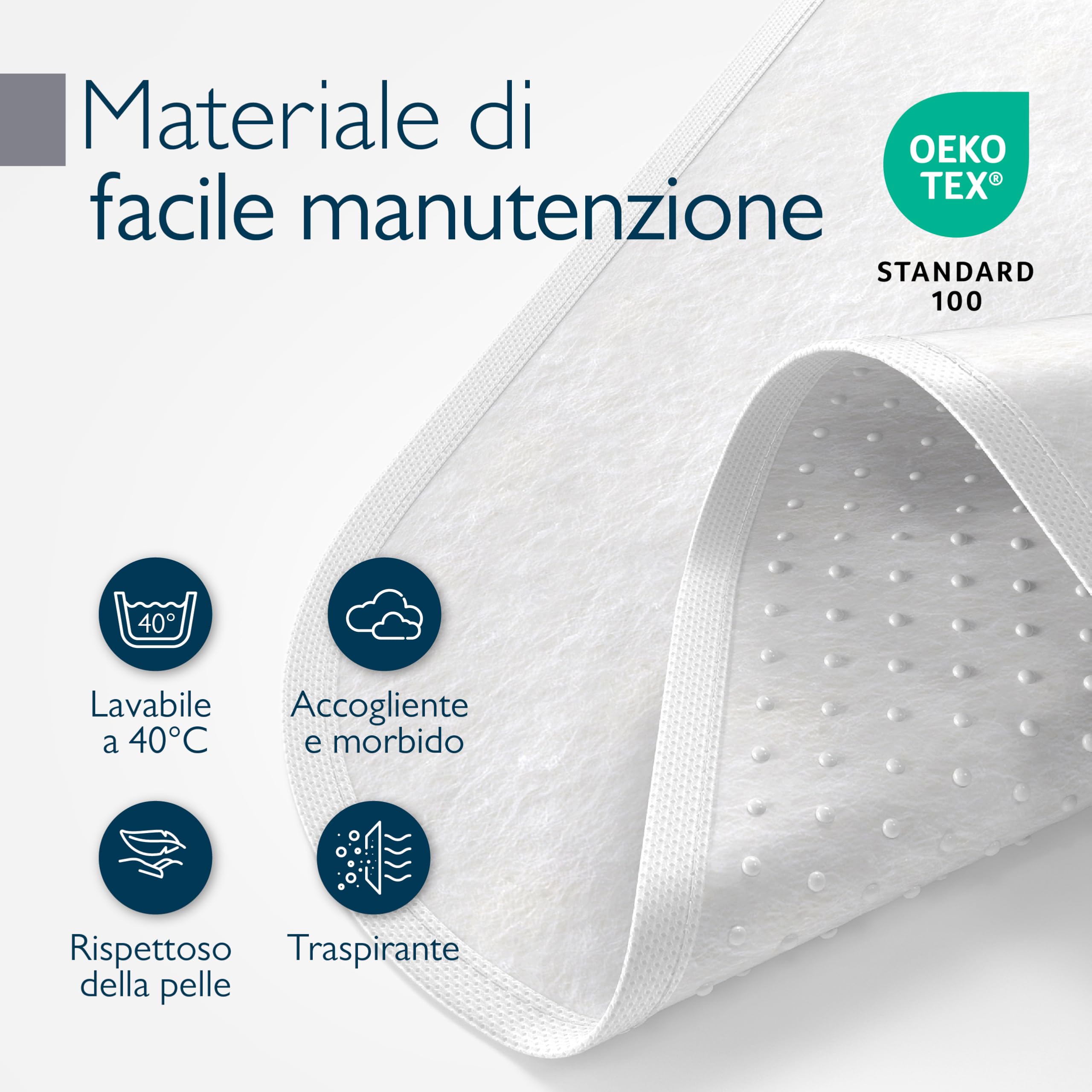 Beautissu Coprirete Matrimoniale BEAUTECT - 180x200 cm Bianco - Lavabile e con Retro Antiscivolo - Traspirante e Anti umiditá - coprirete antiacaro e Antipolvere - Stabile e Resistente