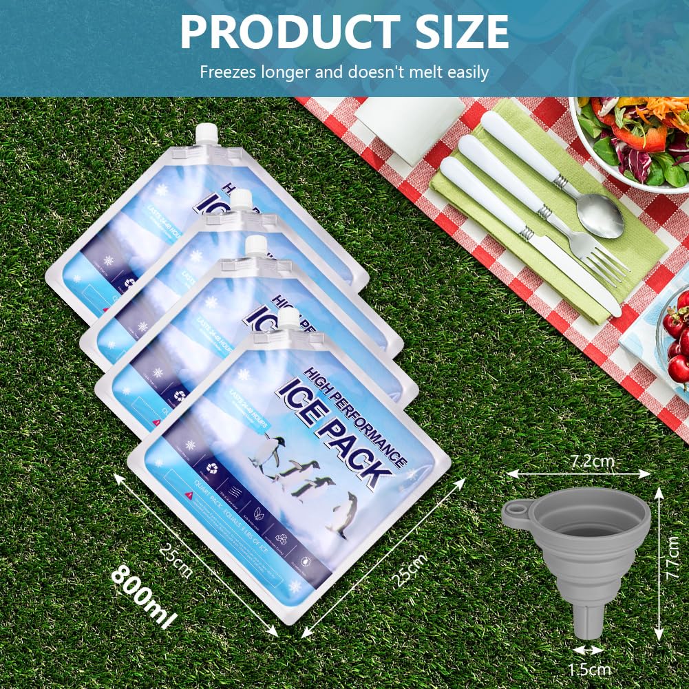 flintronic 4 Pack Ice Packs, High-Performance Cooling Ice Bag, Long lasting Reusable Ice Boards, Reusable for Camping Picnic - Image 2