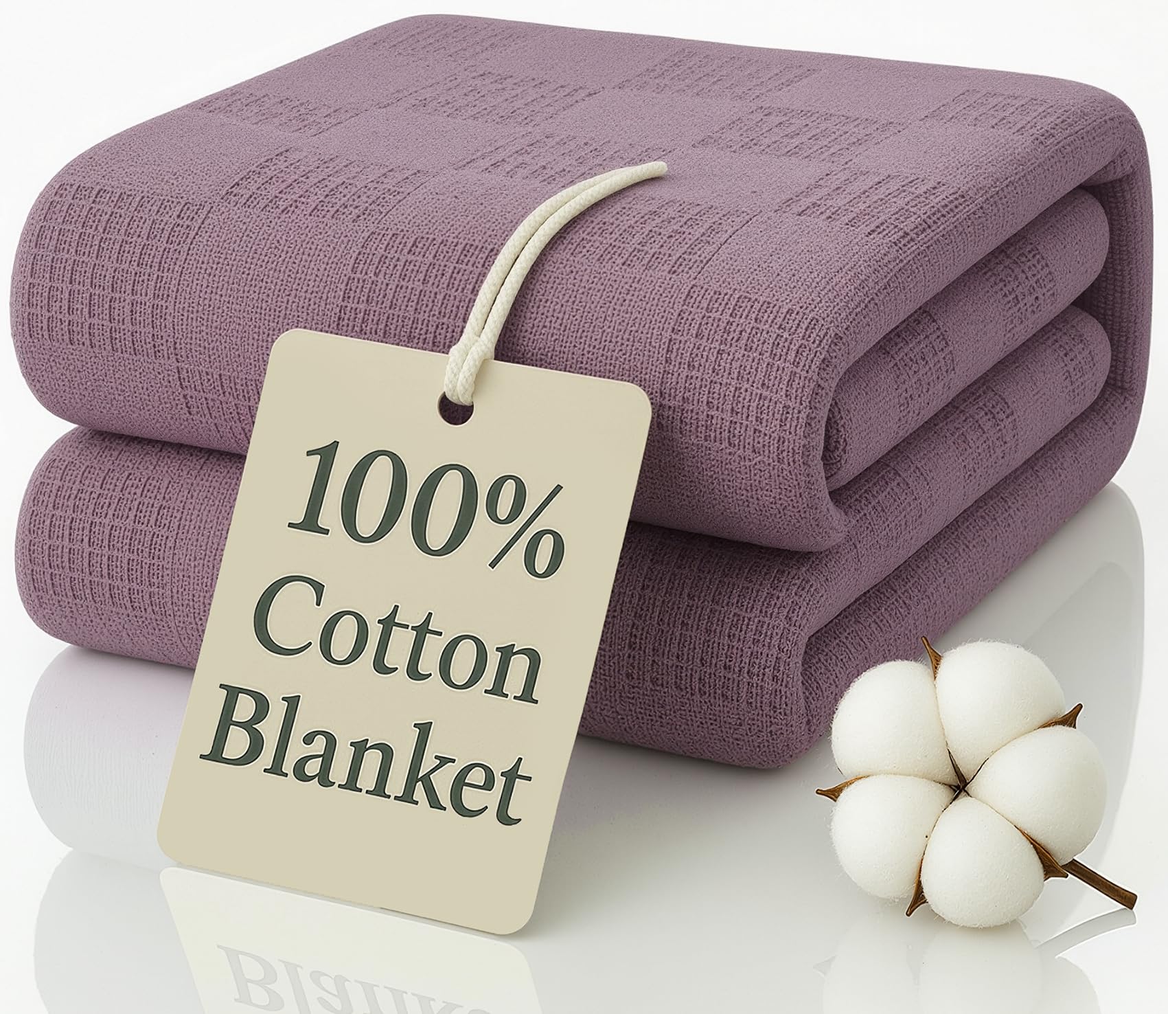 JMR 100% Cotton Waffle Blanket Queen Size - Lightweight Waffle Weave Throw for Bed, Sofa & Couch - Breathable All-Season Comfort for Home, Travel & Camping (Plum)