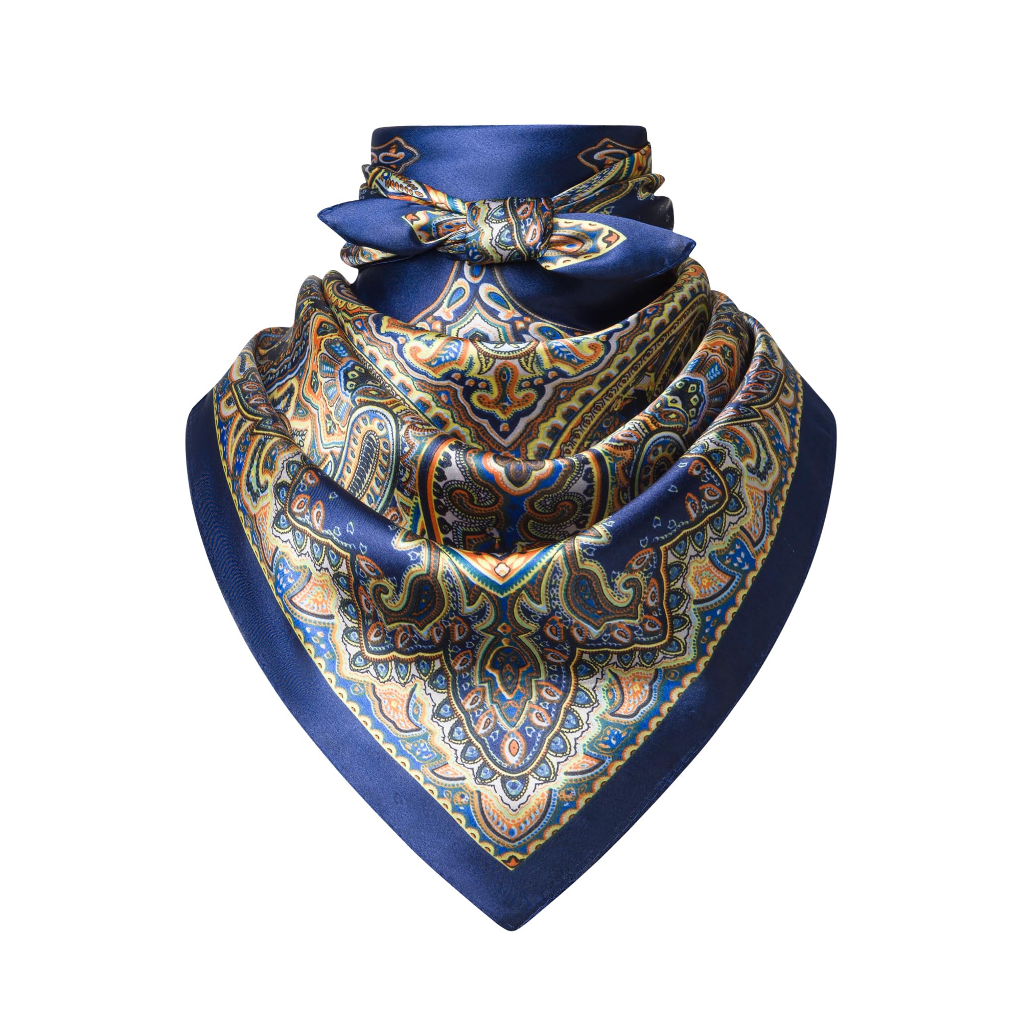 35" Men's Silk Cowboy Scarf - Oversized Western Bandana Neckwear, Large Square Scarf with Gift Packaging