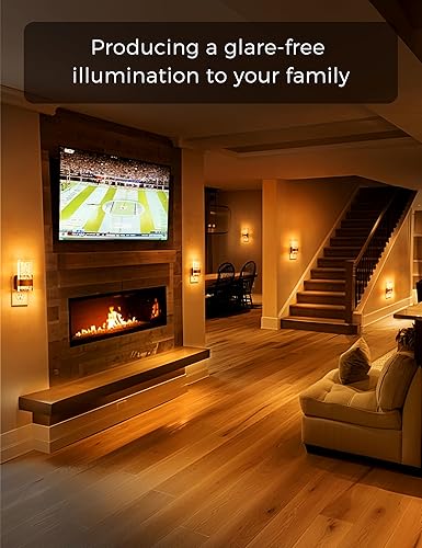 Miniatura 7 de L LOHAS LED Luz nocturna 2 unidades, luces nocturnas ámbar enchufables a la pared, sensor de atardecer a amanecer, luz nocturna LED regulable de 0 a