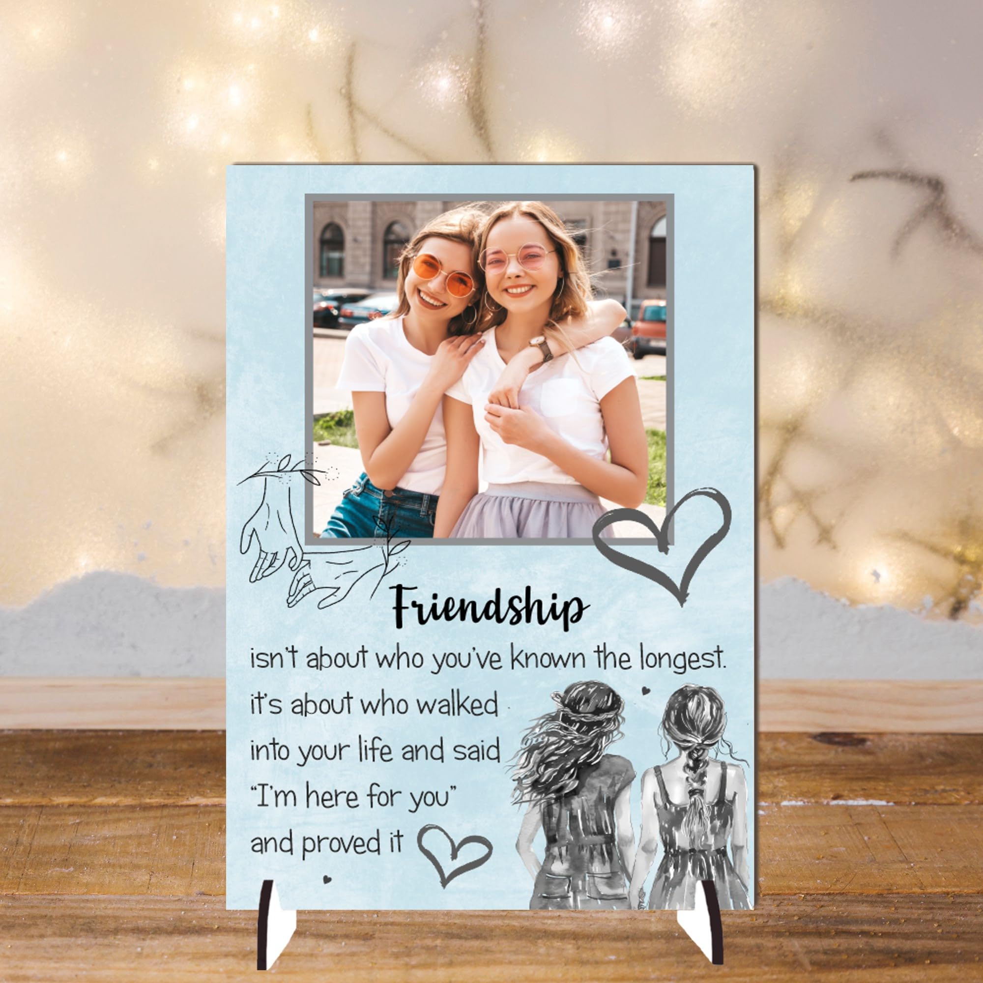 Personalised Friendship Plaque – Celebrate Your Unique Bond with a Gift for Your Best Friend | "Friendship Isn't About Who You've Known the Longest" (Blue, Mdf Wood A4 30cm x 21cm)