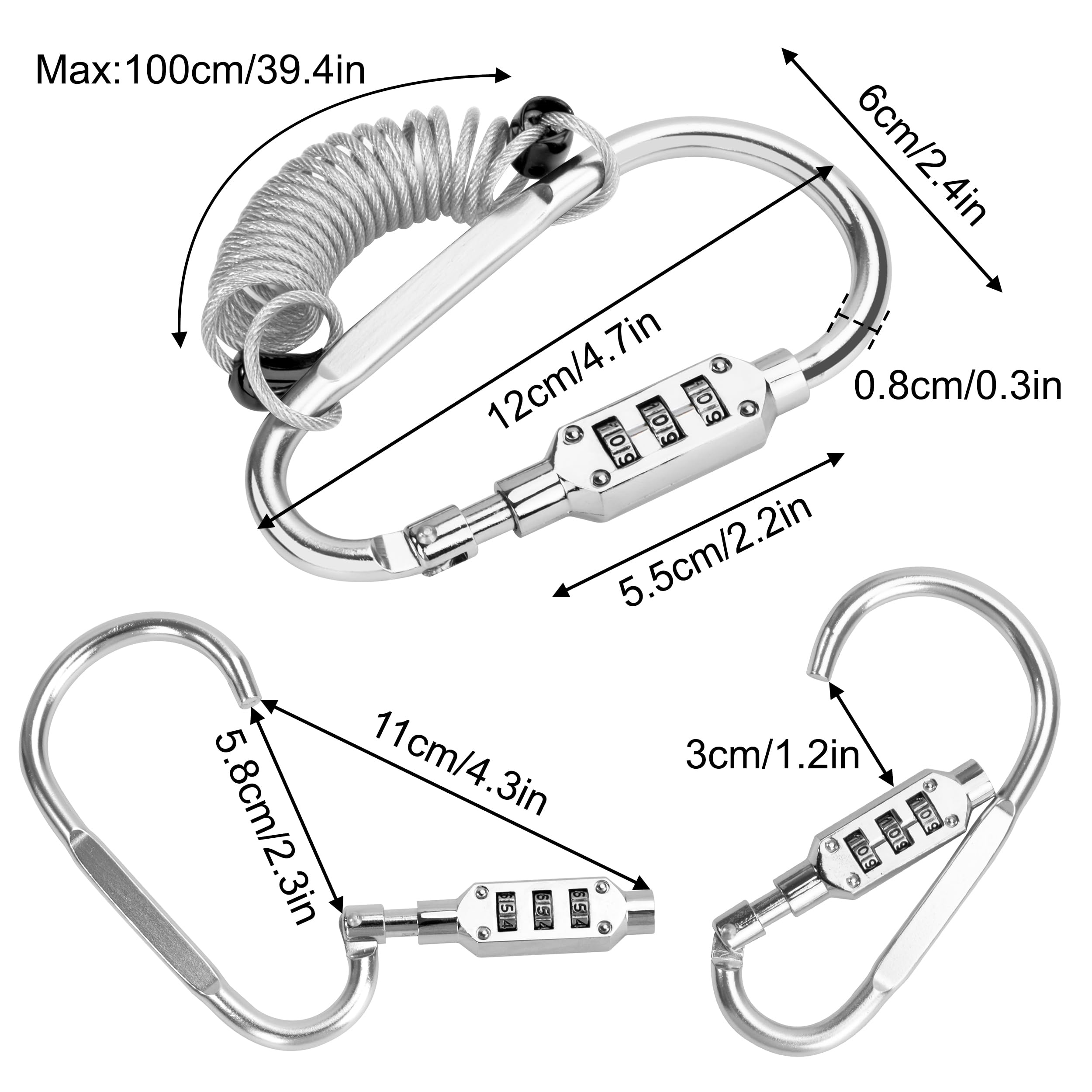 Lucchetto A Combinazione 3 Cifre Con Cavo - Per Bici, Caschi, Armadietti E Bagagli - Foto 9