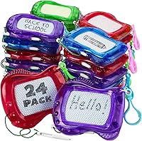 Bedwina Pack of 24 Mini Magnetic Drawing Boards for Kids - Erasable Doodle Keychain Clips, Backpack Toys & Party Favors