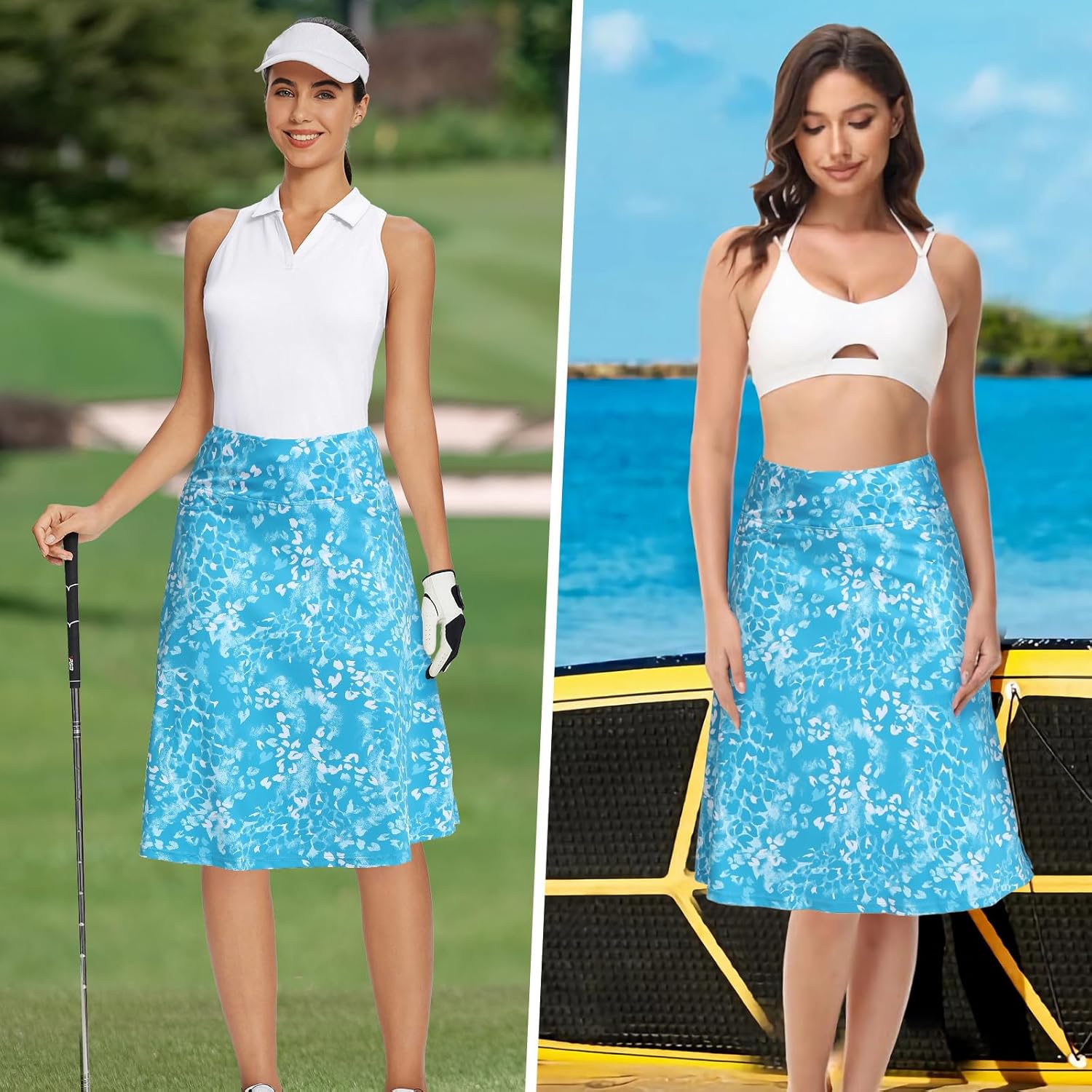 Womens Skorts Modest Knee Length Skirts Athletic Midi Active Running Skirt - Image 6