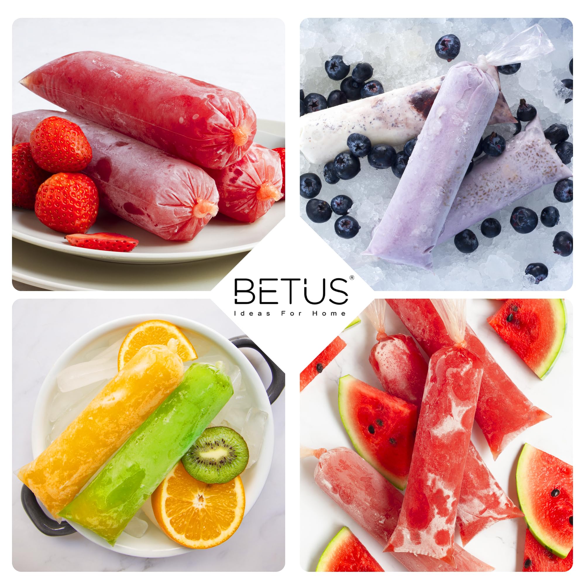 Bolsas de hielo – 100 fundas desechables transparentes de 4 x 12 pulgadas con embudo, tubos de plástico para dulces de hielo para bricolaje, golosinas congeladas caseras, jugo, yogur, palitos 6