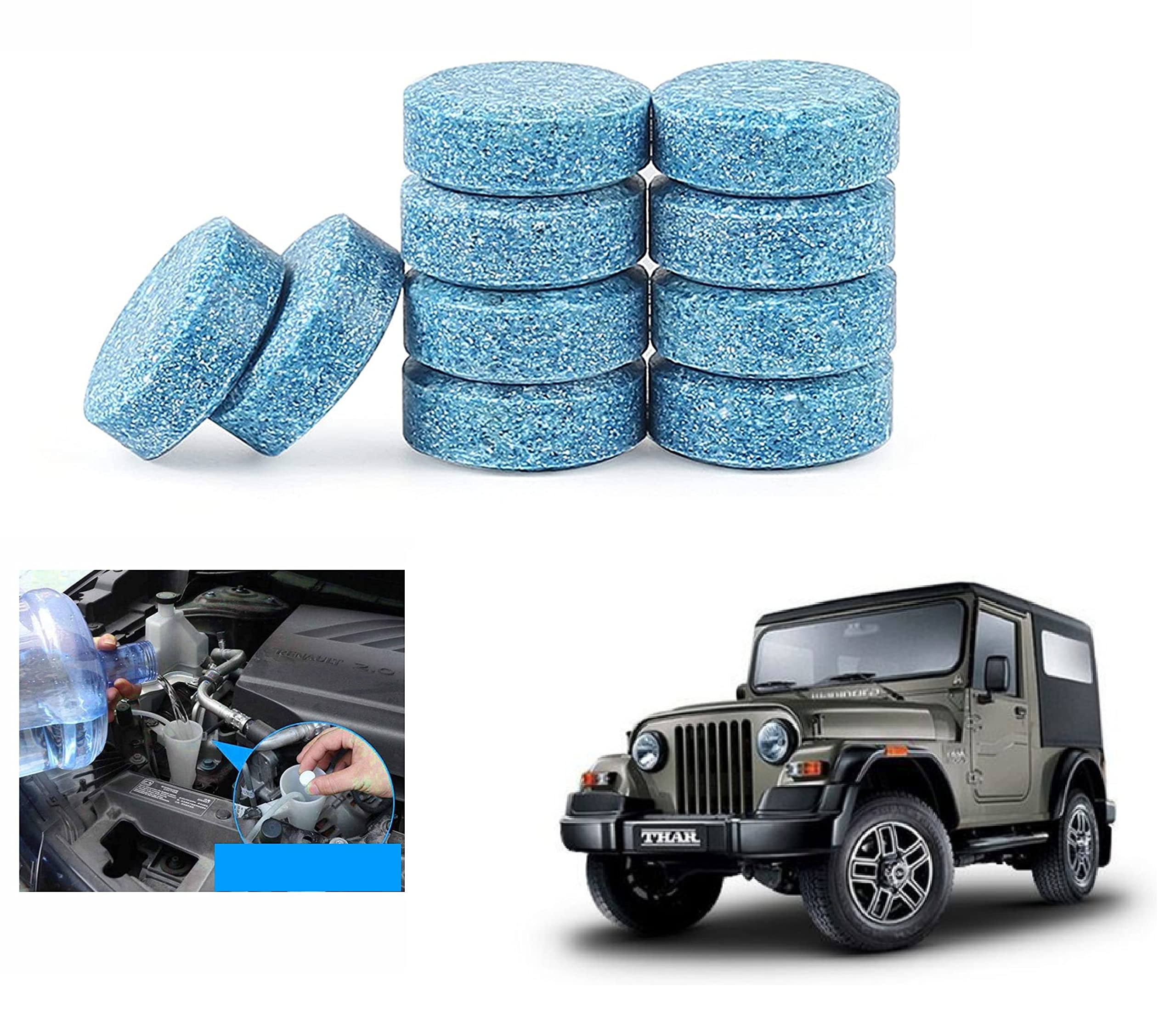Car Wiper Detergent Effervescent Tablets Auto Windshield Cleaner Glass Tablets| Better Visibility | Safer Driving | Made in India | for Mahindra S204 (10 Tablets)-image-5