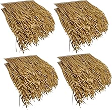 Paneles de Techo de Paja Con Techo de Palma de Fusión En Caliente, Ignífugos Y Más Seguros, para Tiki Bar Garden Hawaii Beach Umbrella Casa de Madera (Tamaño: 8 Piezas, Color: Amarillo Ordinario)
