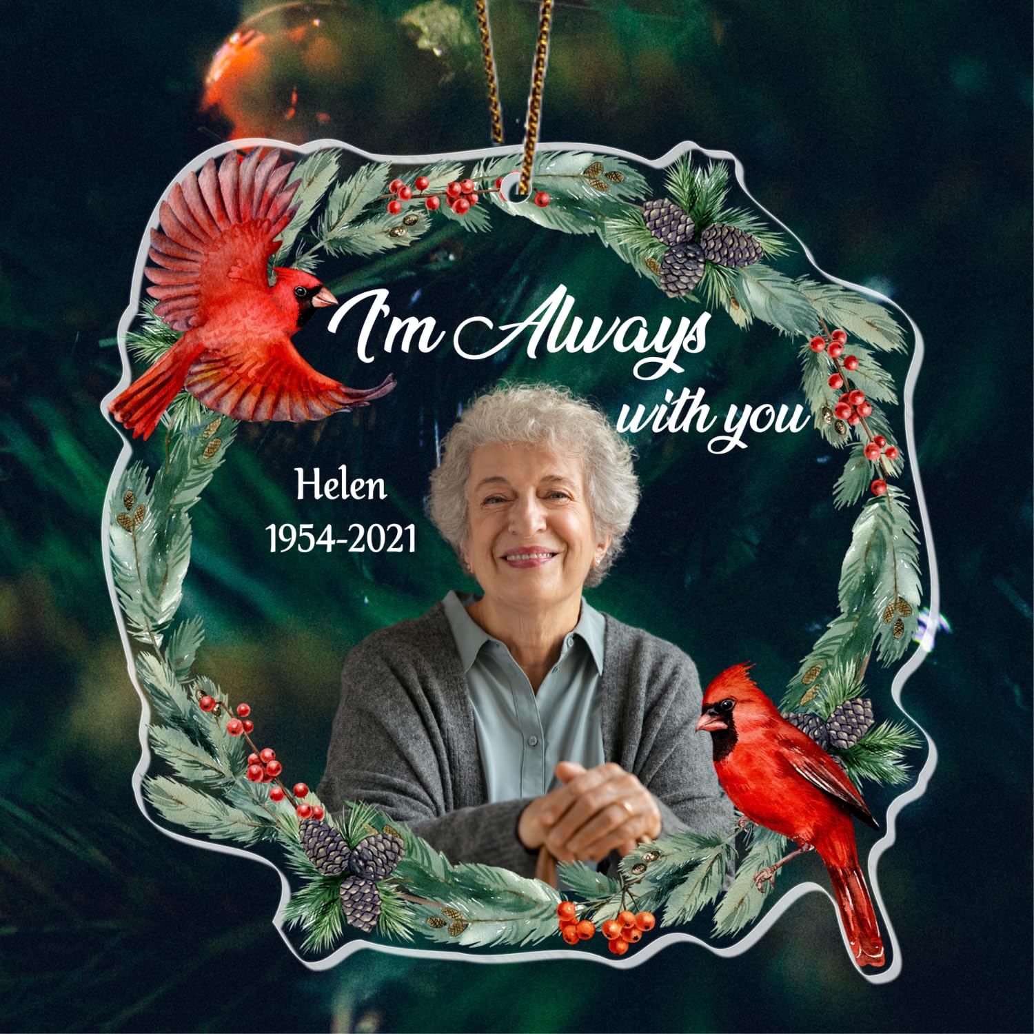 Personalized Photo Memorial Ornament, Customize Memorial Bereavement Gift for Loss Dad Mom, Custom Shaped Acrylic Photo Ornaments for Christmas, I Am Always with You