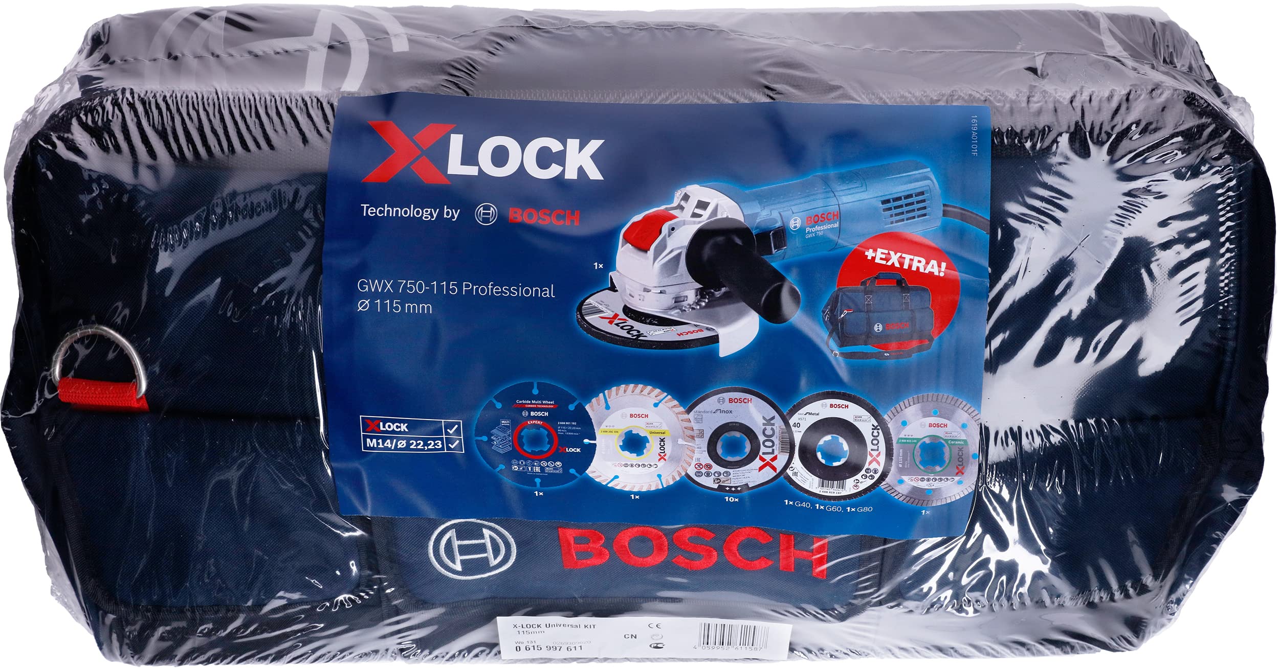 Bosch Accessories, Professional X-LOCK Ensemble système Kit universel et mini broyeur GWX 750-115 X-LOCK, pour Multi Matériel, Métal, Céramique, Ø 115 mm, Accessoire Meuleuses Angulaires