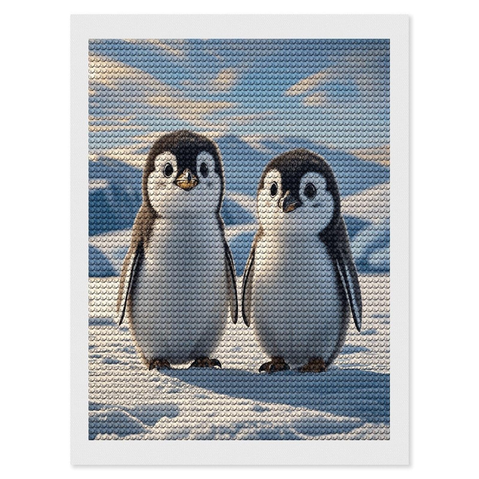 FekiLoot Cute Penguins Diamond Painting Kits for Beginners DIY Diamond Art Kits for Adults Full Drill Round Diamond Dot Gem Art Painting Fun DIY Crafts for Home Kitchen Wall Decor Gift 12"x16"