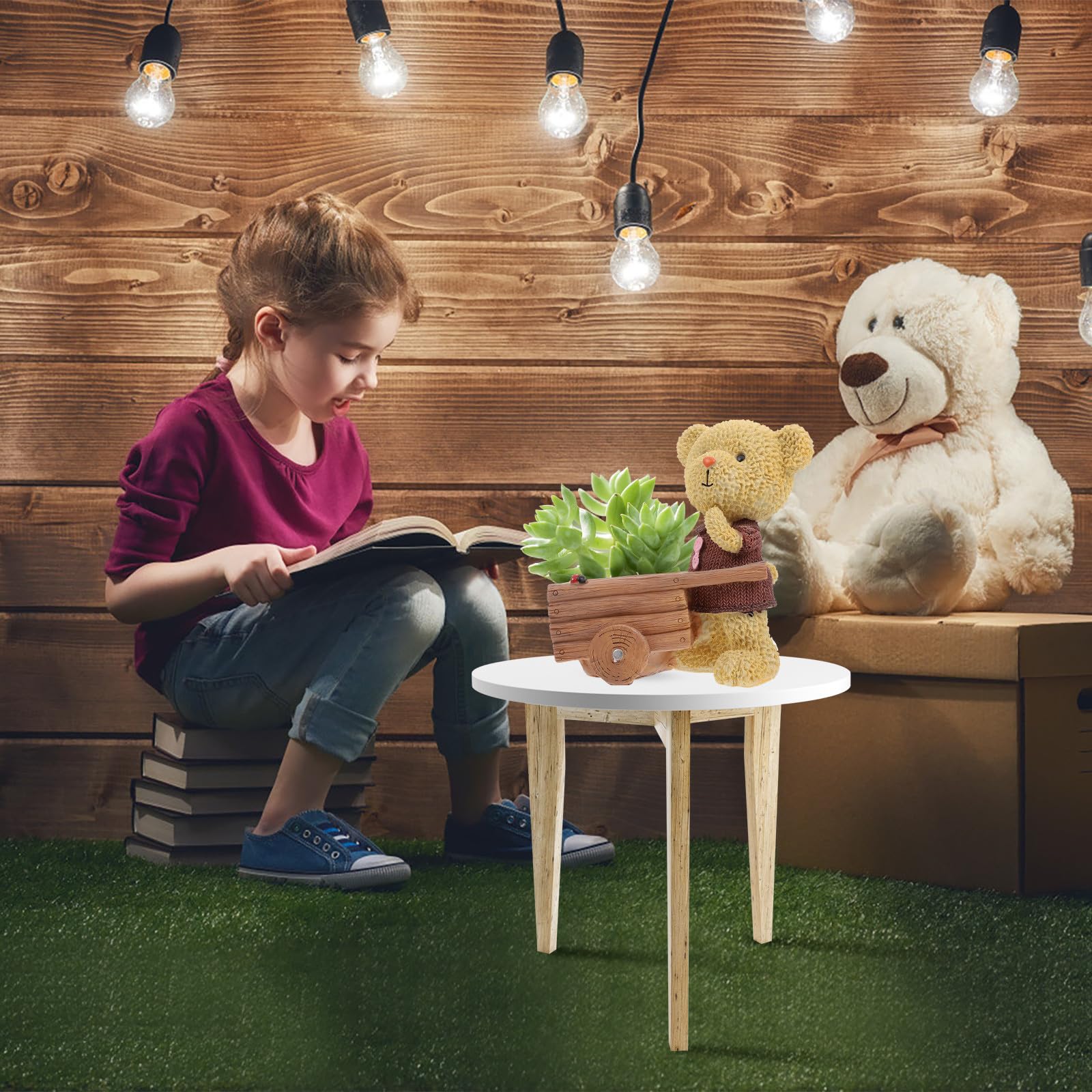 SOIMISS Handbemalter Harz Blumentopf Bär als Pflanzgefäß für Sukkulenten Kompakter Übertopf für Büro Wohnzimmer und Garten 1 Stück Robust und Dekorativ