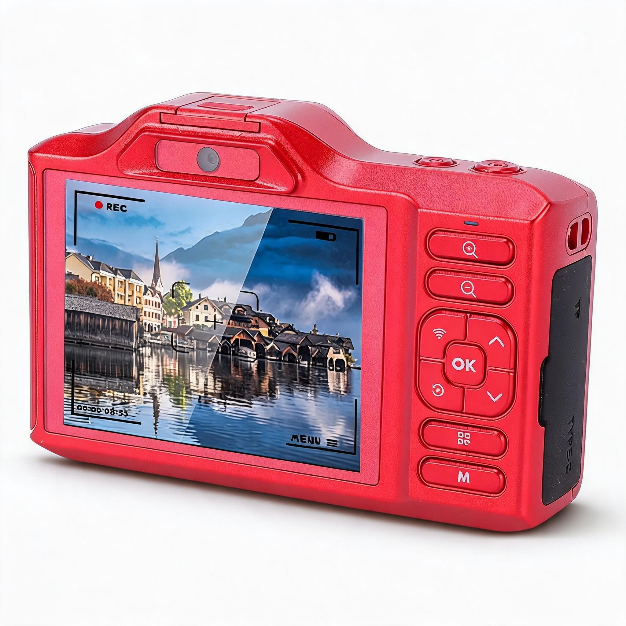 Zunate 64MP 4K Camera with WiFi Auto Focus Dual Cameras 18X Digital Zoom for Travel, Selfies Photography, 1200mAh Battery, 2.8in Display (Red)-image-34