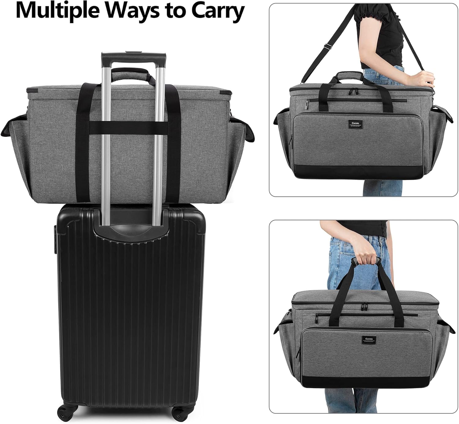 CURMIO Sewing and Embroidery Machine Carrying Case, Universal Tote Bag with Removable Cushion Pad Compatible with Brother SE600, PE535 Embroidery Machine and Accessories, Bag Only