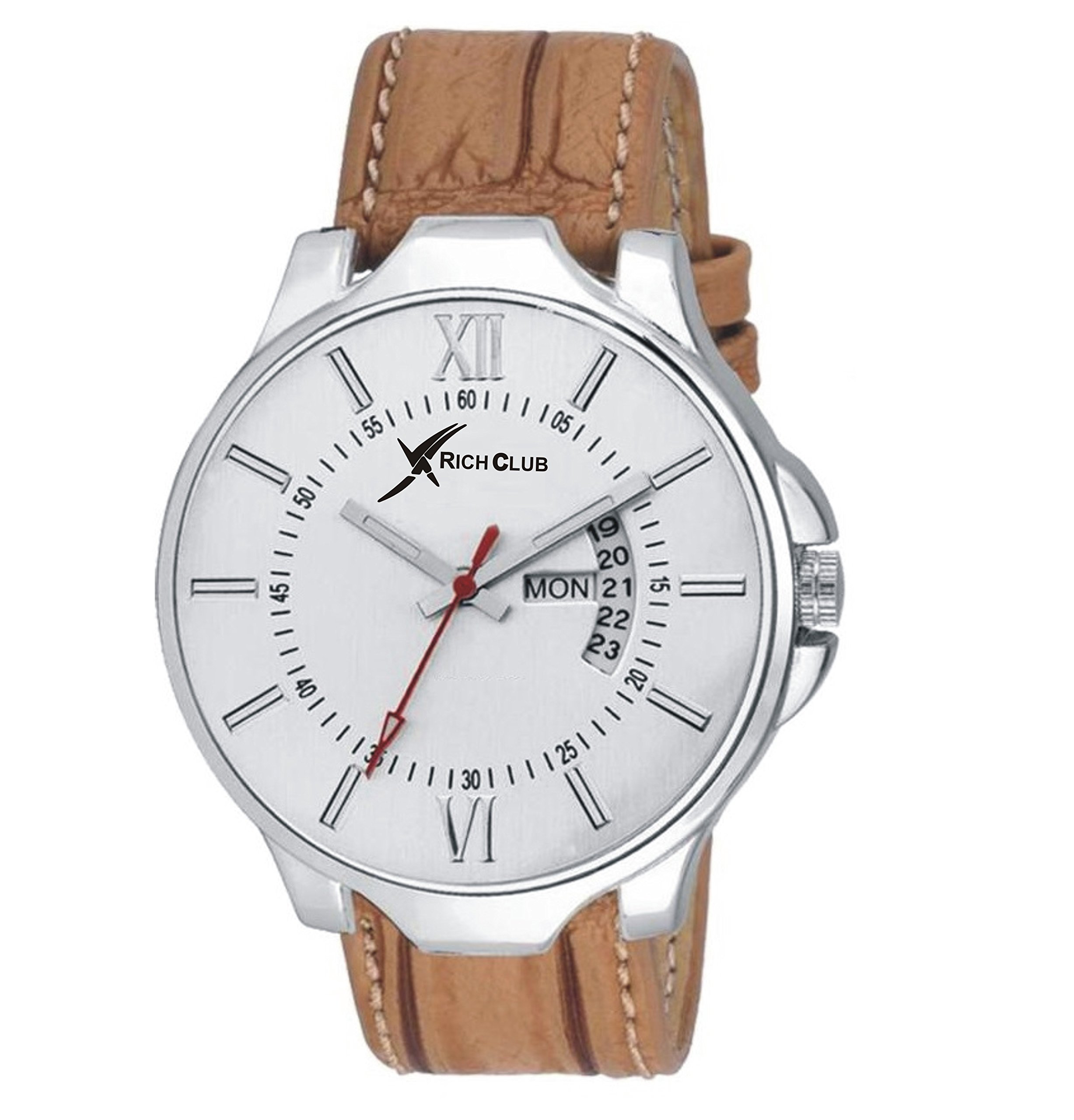 Rich Club RC-4117 White Dial Leather Brown Strap Day and Date Analog Watch - for Men (B076PRC13N) Amazon Price History, Amazon Price Tracker