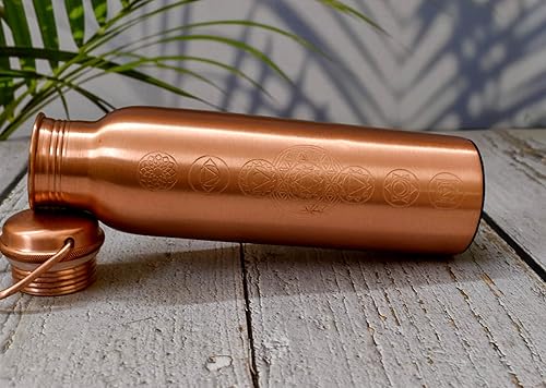 Miniatura 4 de India House Botellas de agua de cobre puro  Botella a prueba de fugas de cobre sin costuras  Botella de cobre ayurvédica perfecta (33.8 fl oz)