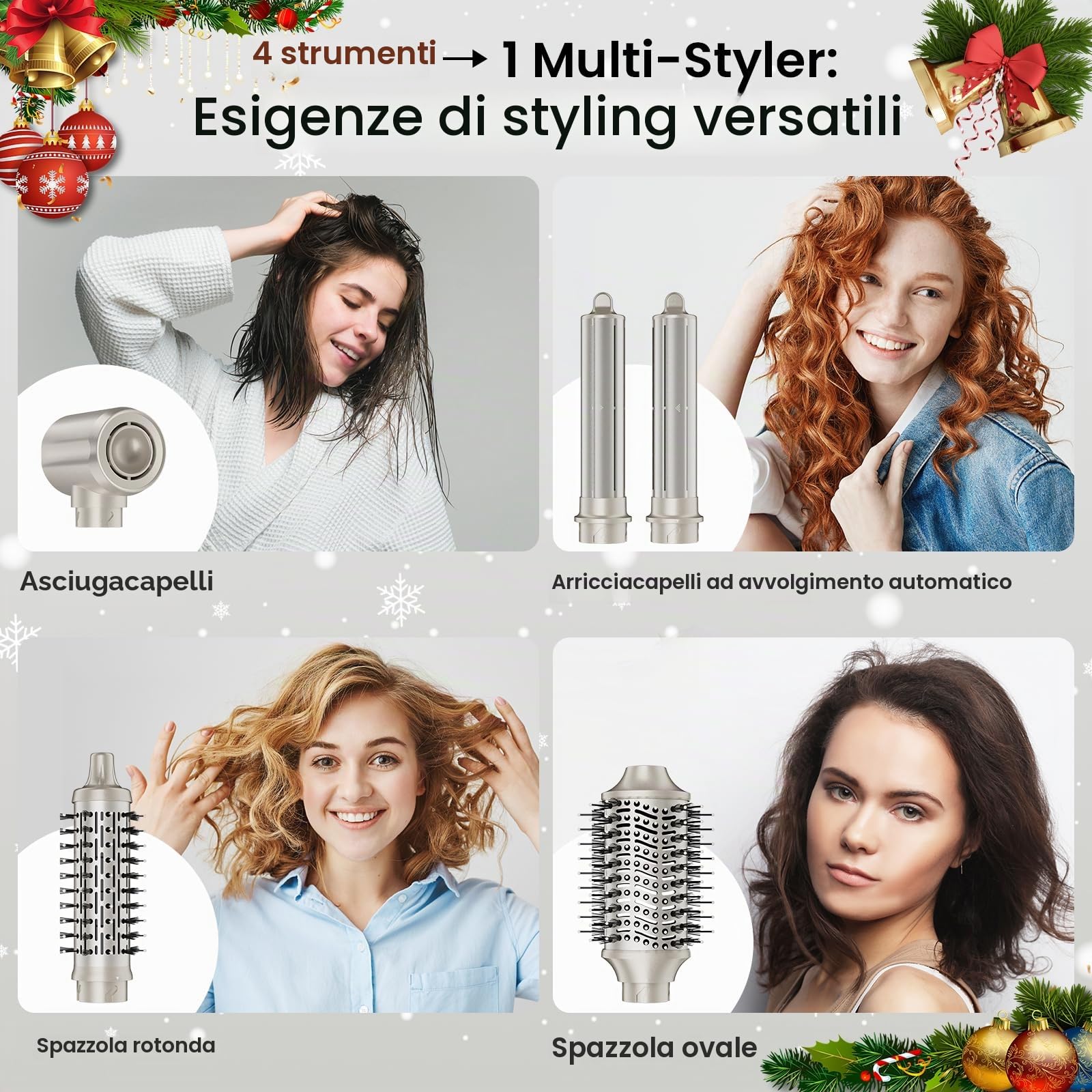 MESCOMB Hair Styler 5 in 1 & Spazzola Asciugacapelli, Asciugatura Rapida, Arricciacapelli Automatico, Crea Ricci, Volume e Lisciatura, Nessun Danno Termico con Ricci per Fare Regali