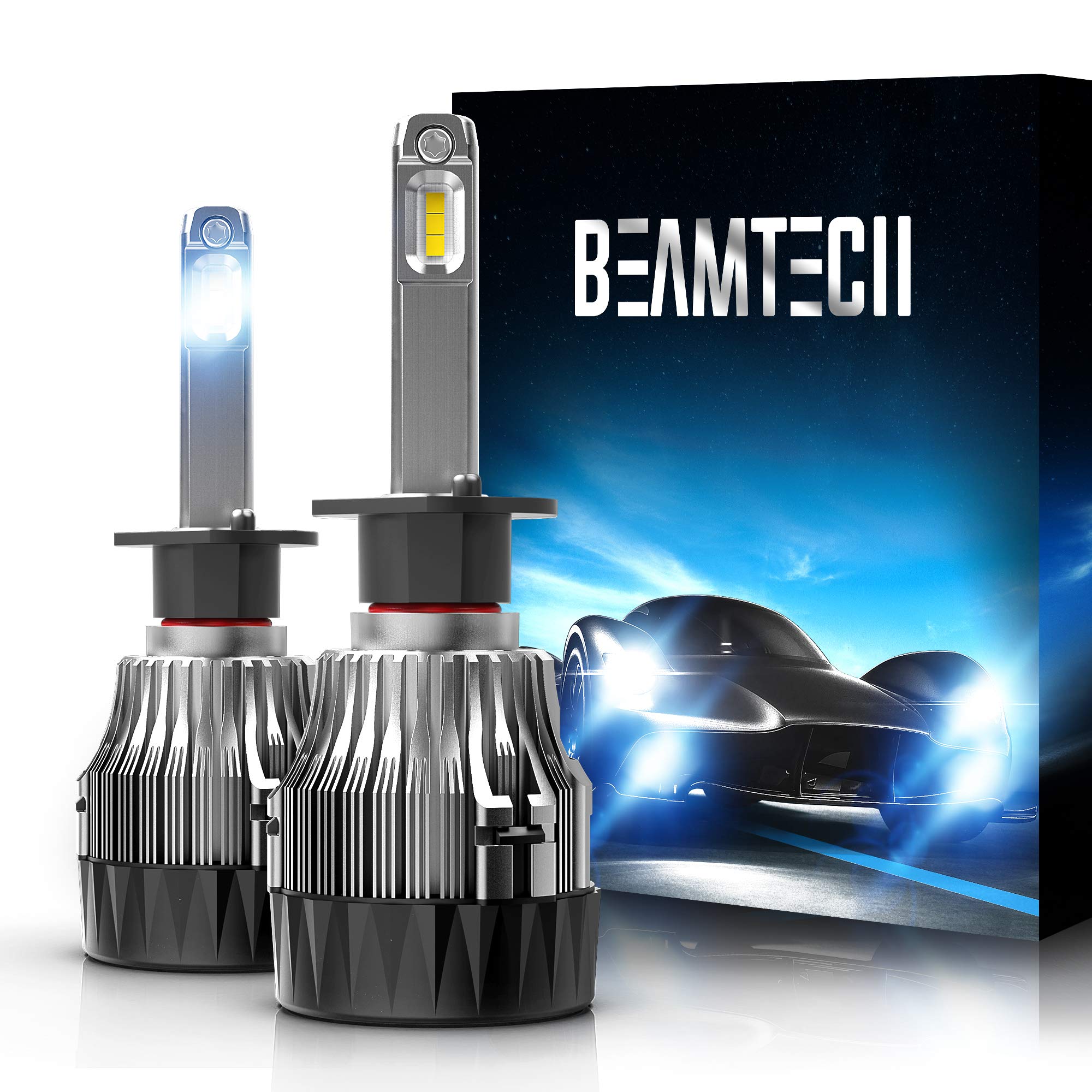 BEAMTECH H1 LED Bulb,30mm Heatsink Base CSP Chips 6500K Xenon White Extremely Super Bright Conversion Kit Small Size Halogen Replacement