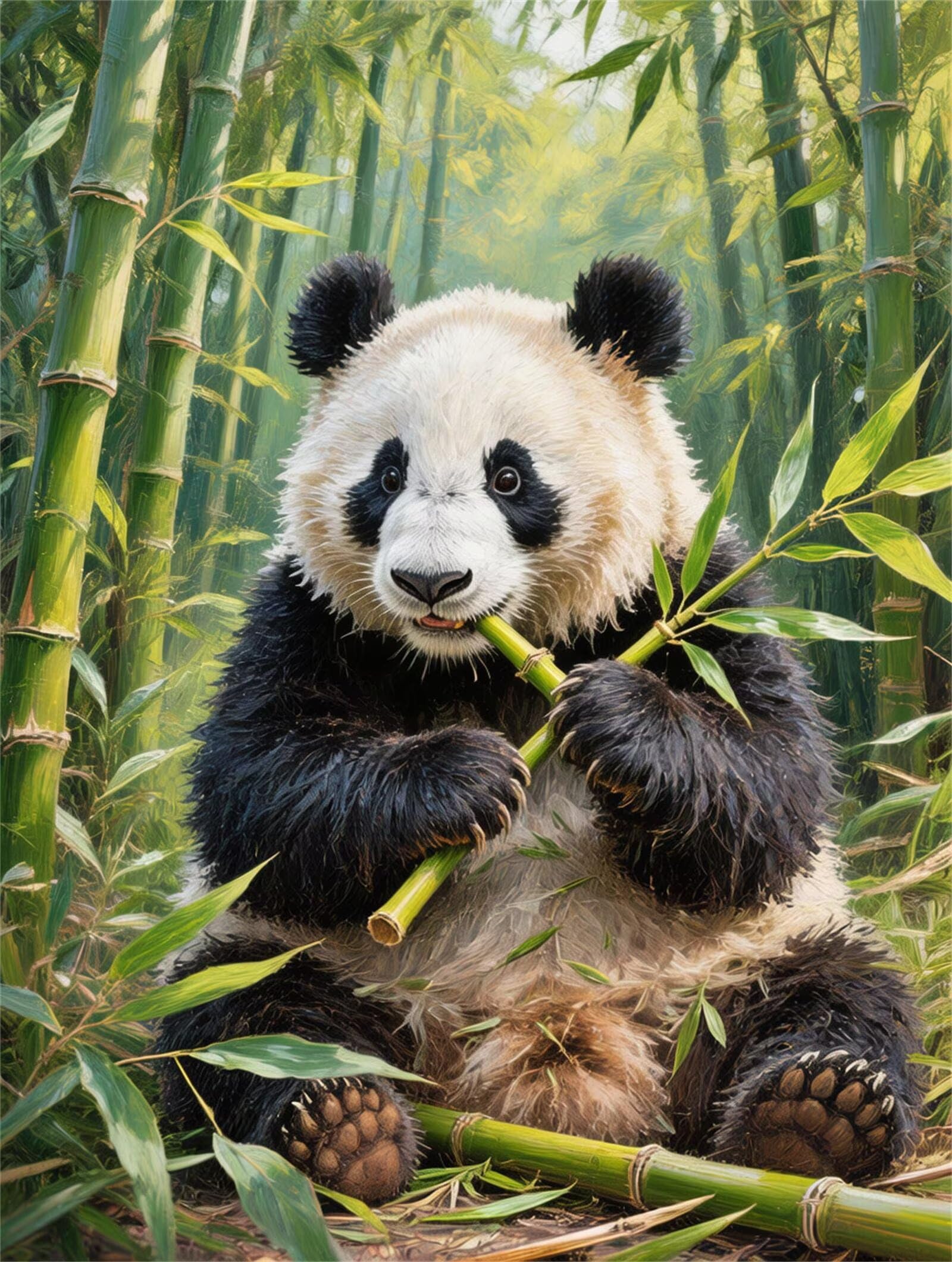 Malowanie według numerów dla dorosłych bambusowa panda, obrazy do malowania numerami DIY, zestaw do malowania akrylowego płótna, hobby dla dorosłych kolorowanka, obrazy dekoracja salonu, rękodzieło