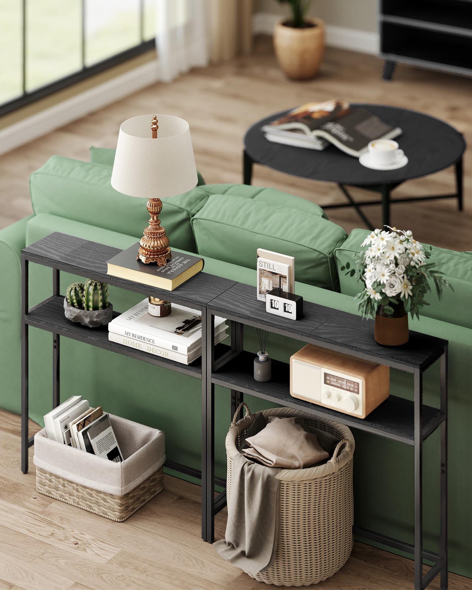 M MCombo Table Console étroite Avec Tiroirs, Table D'appoint Moderne