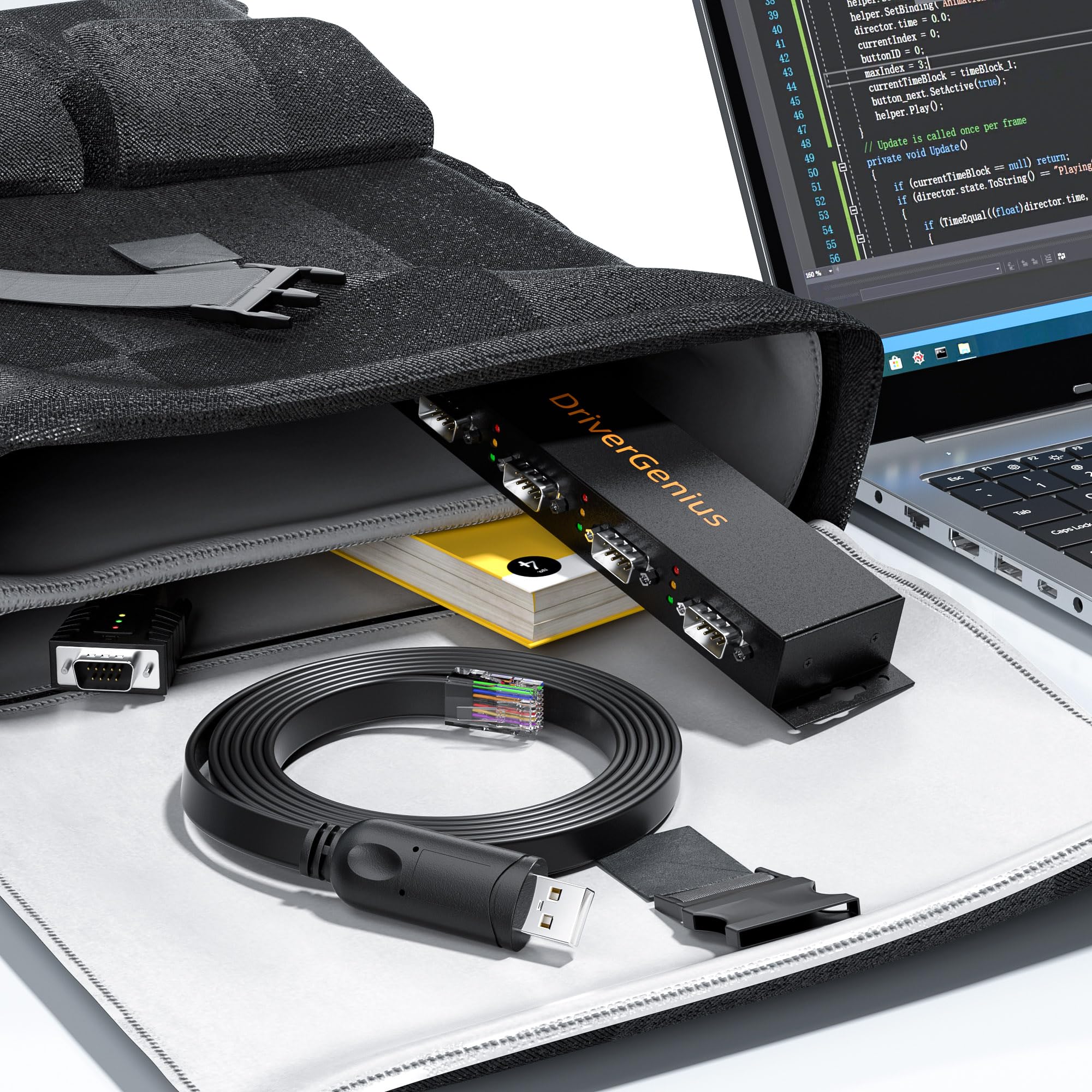 DriverGenius NetConsole | Cable de Consola USB a RJ45, Adaptador Rollover para Gestión de Red y Solución de Problemas, Compatible con Windows/macOS/Linux 【U2RJ45-RA, 4 Unidad/Paquete】