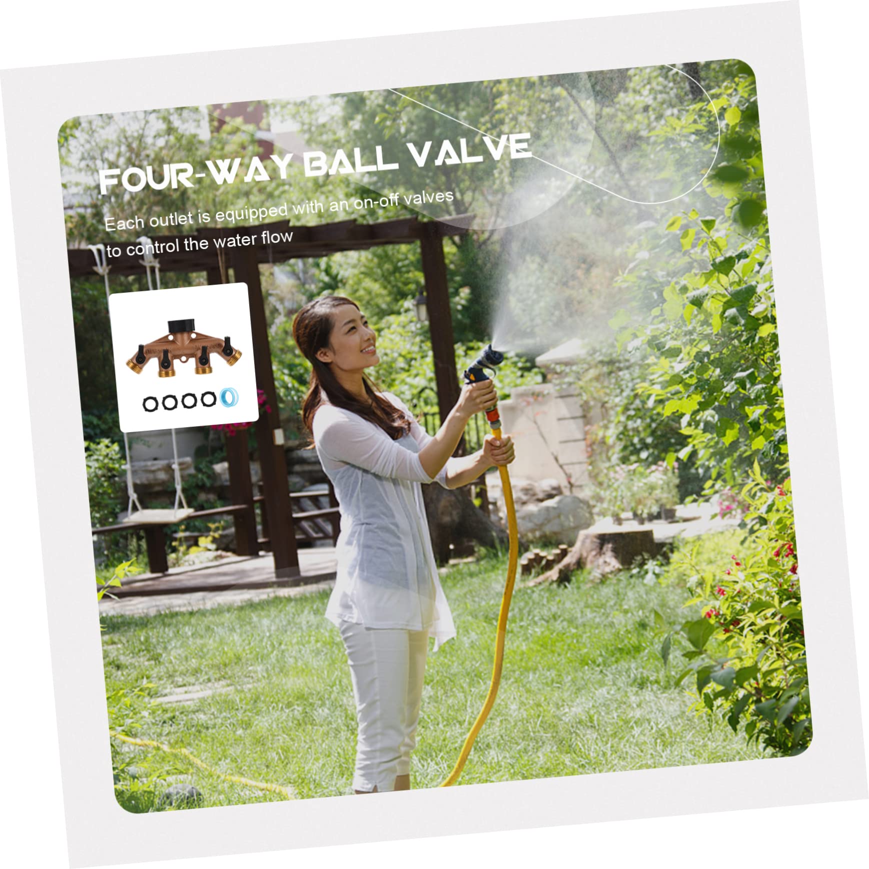 Happyyami Divisor De Manguera De Jardín Latón 4 Salidas para Riego Exterior Uso Doméstico, Conector Adaptador Colector De Manguera Multi-vías para Césped y Plantas